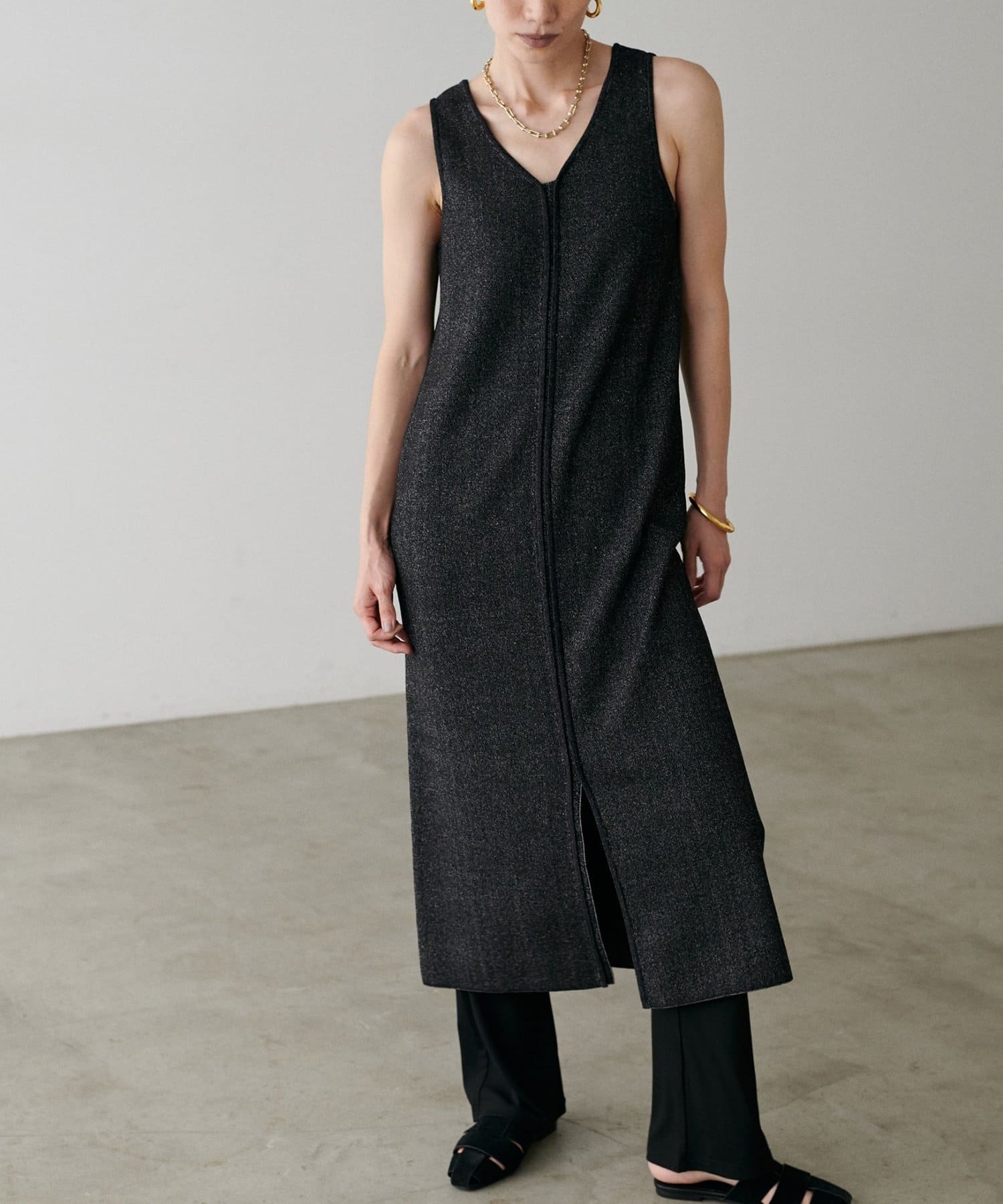 NICE CLAUP / OLIVE des OLIVE OUTLET(ナイスクラップ  / オリーブ デ オリーブ アウトレット) 【LARUTA】総針メランジ前後２ＷＡＹワンピース