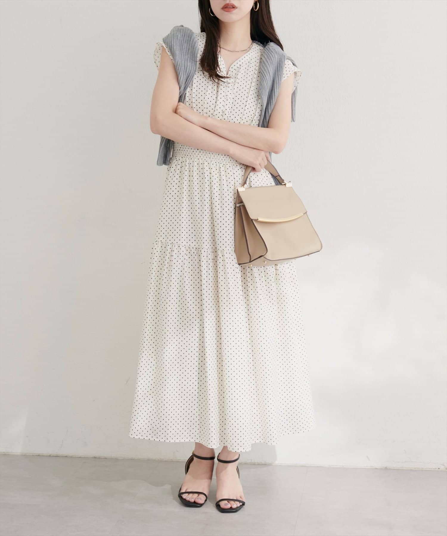 NICE CLAUP / OLIVE des OLIVE OUTLET(ナイスクラップ  / オリーブ デ オリーブ アウトレット) 【natural couture】＜プチナチュ＞ウエストシャーリングワンピース