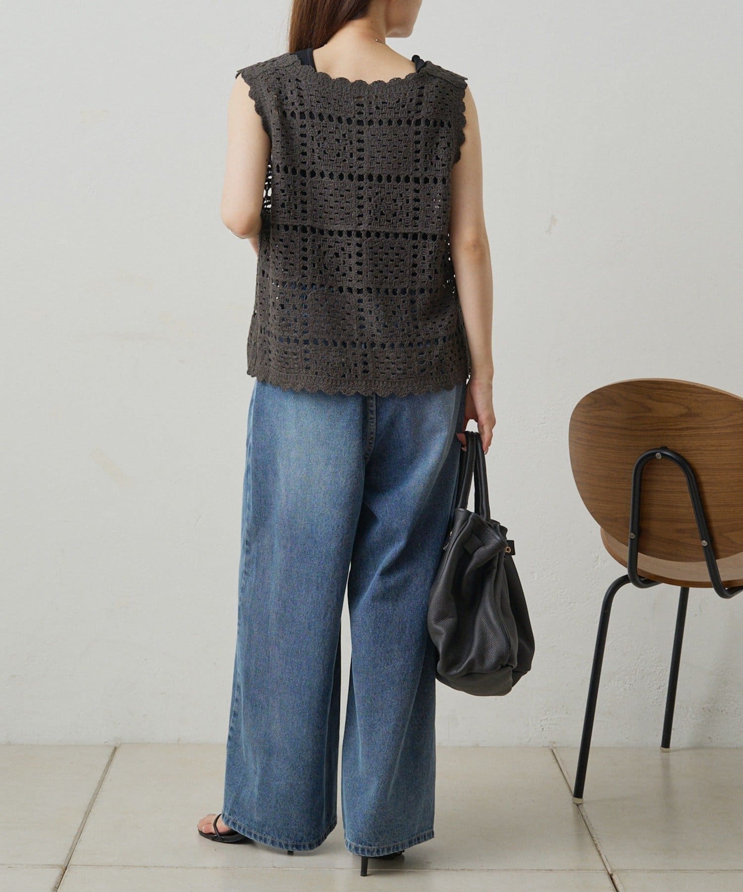 NICE CLAUP / OLIVE des OLIVE OUTLET(ナイスクラップ  / オリーブ デ オリーブ アウトレット) 【PUAL CE CIN】クロシェットニットベスト