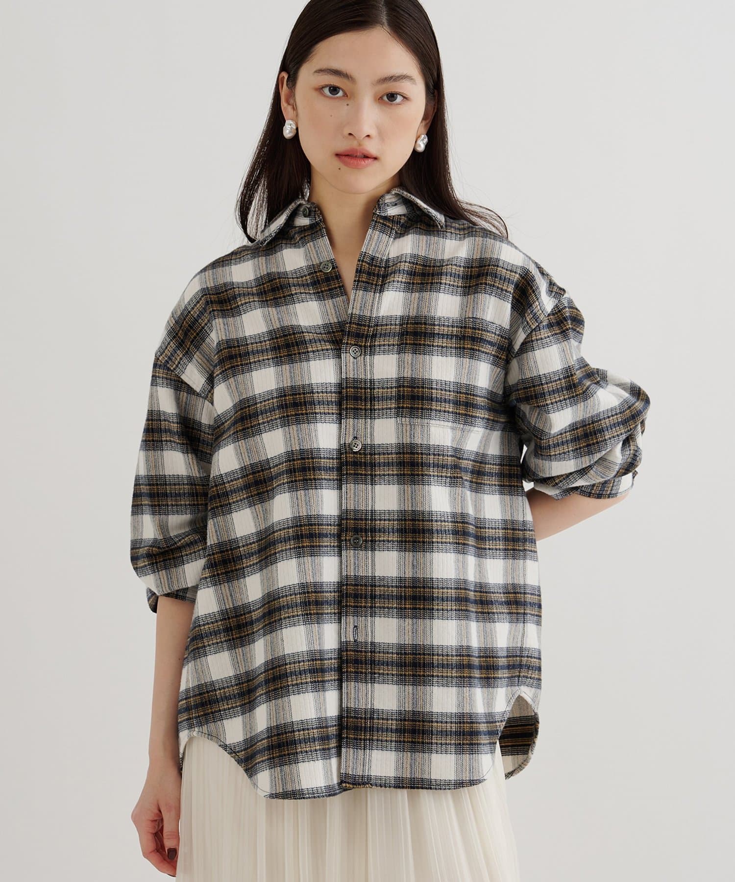 Whim Gazette(ウィム ガゼット) ピケチェックシャツ