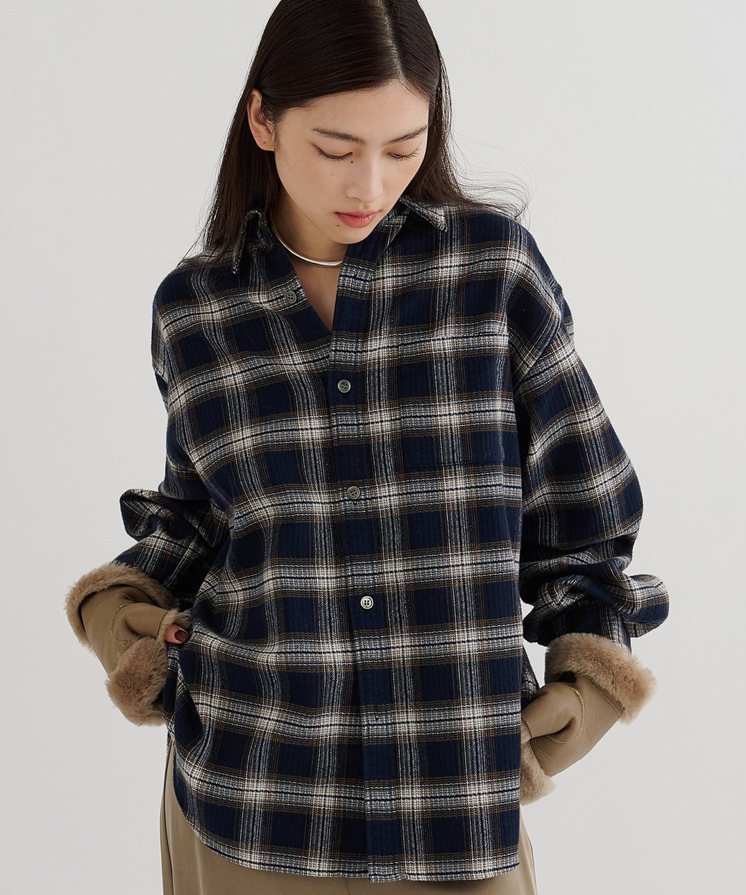 Whim Gazette(ウィム ガゼット) ピケチェックシャツ