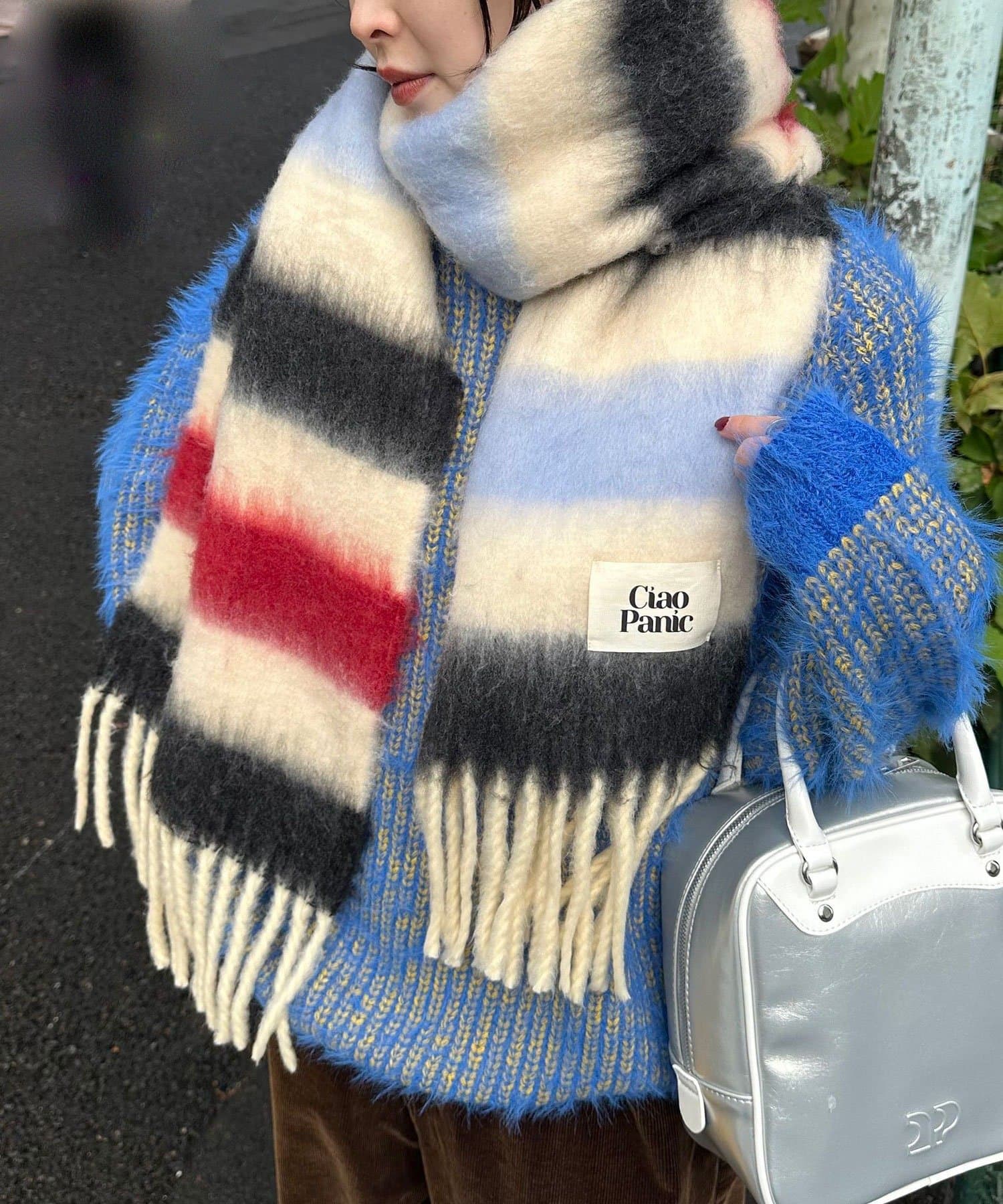 CIAOPANIC(チャオパニック) ボーダーアソートフリンジボリュームマフラー