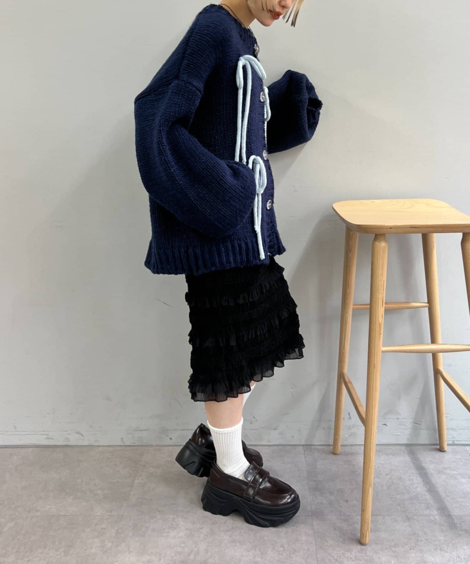 w closet(ダブルクローゼット) シャーリングミディ丈スカート