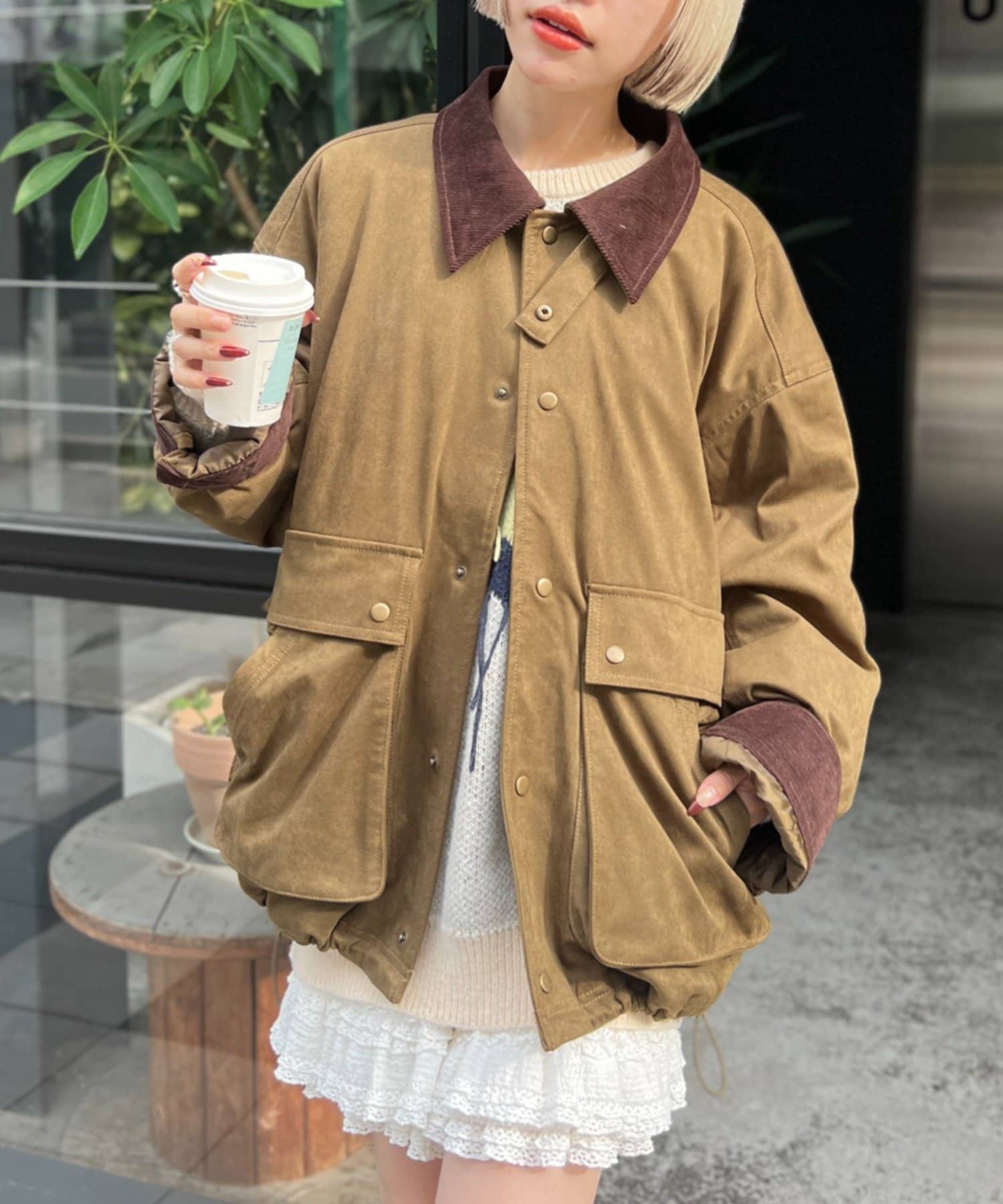 w closet(ダブルクローゼット) スエードライク中綿ジャケット
