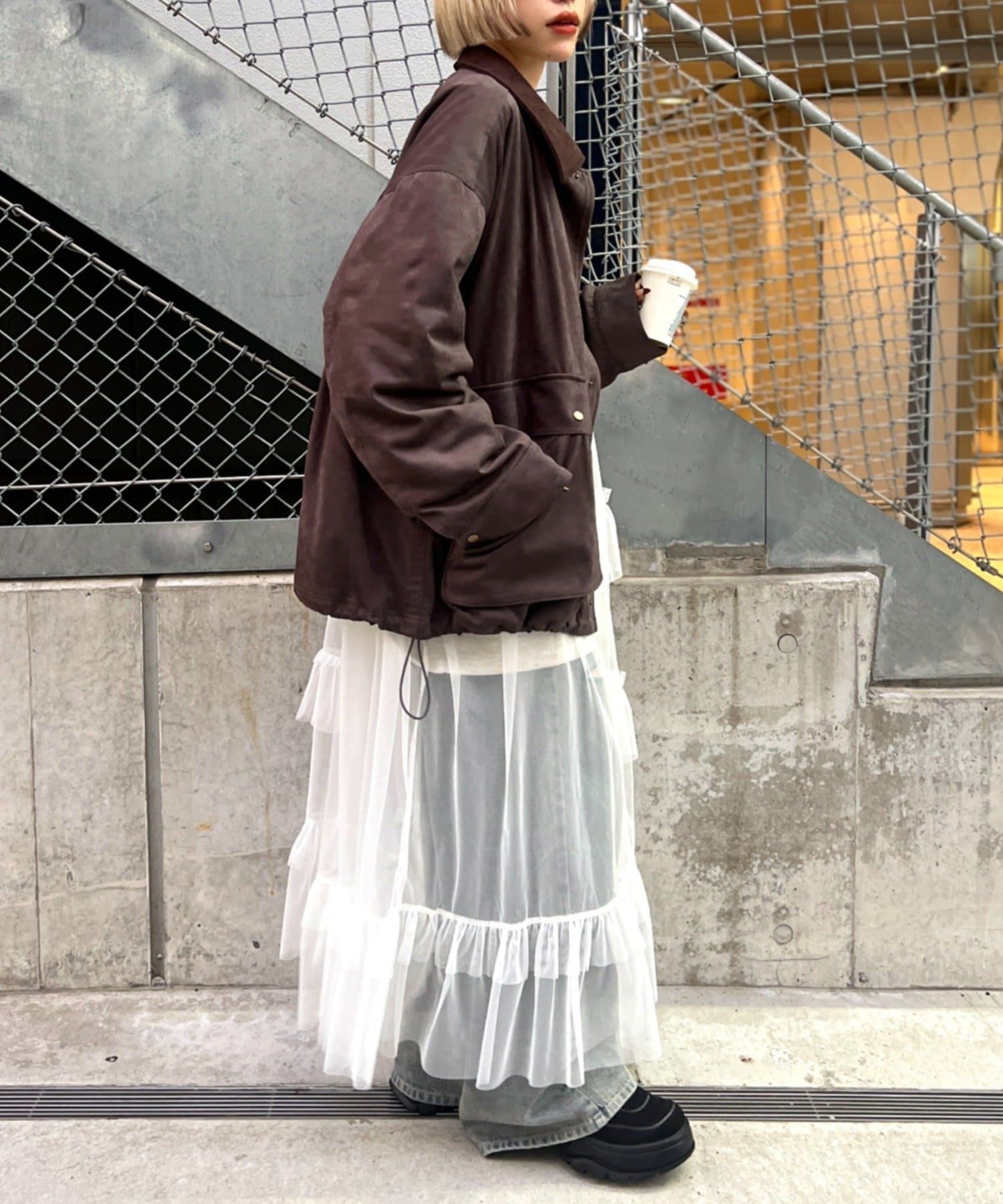 w closet(ダブルクローゼット) 【軽くて暖かい♪】【今着たいアウター！】スエードライク中綿ジャケット