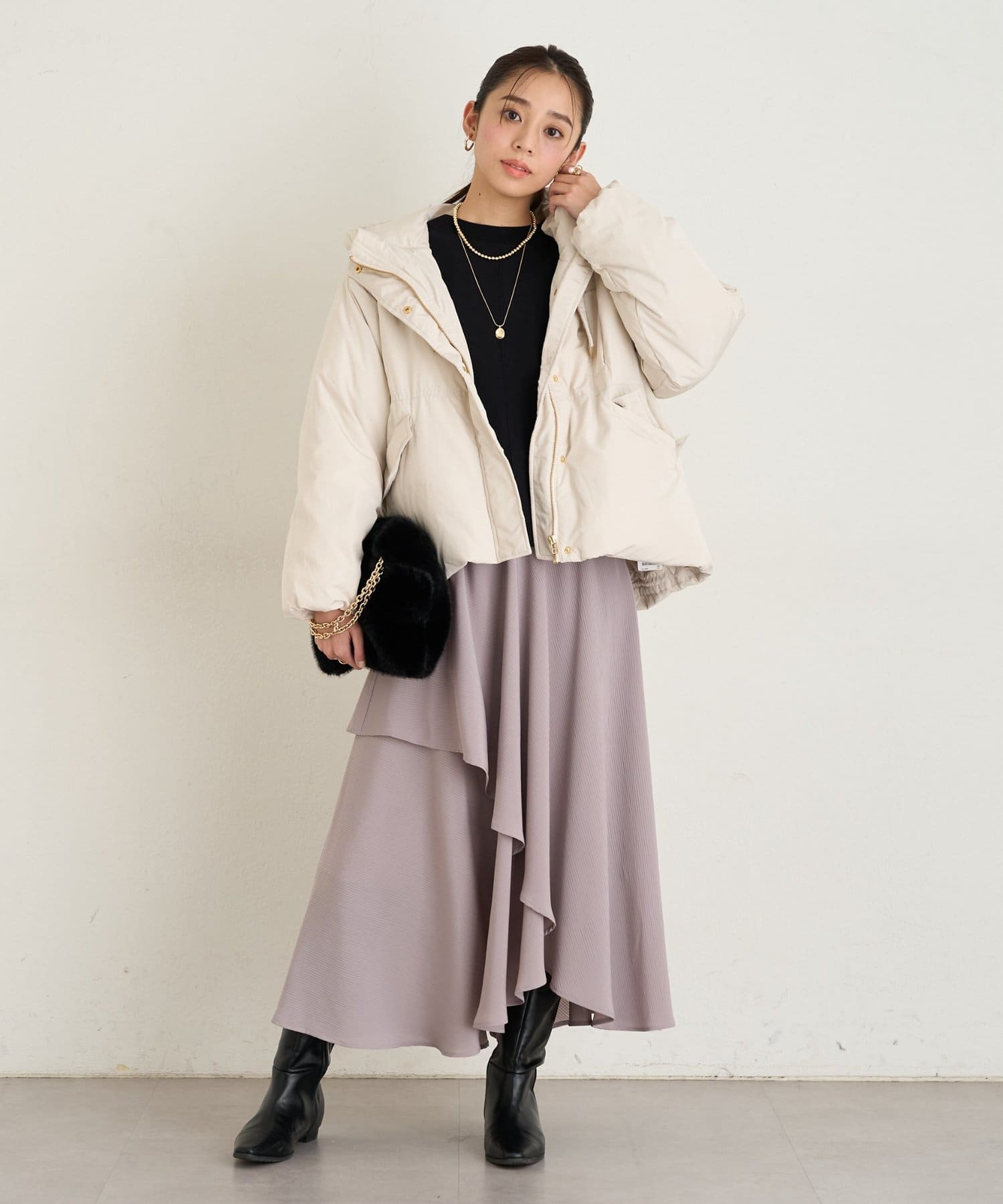 un dix cors(アンディコール) 《大人フェミニンに》肩レースドルマンニット