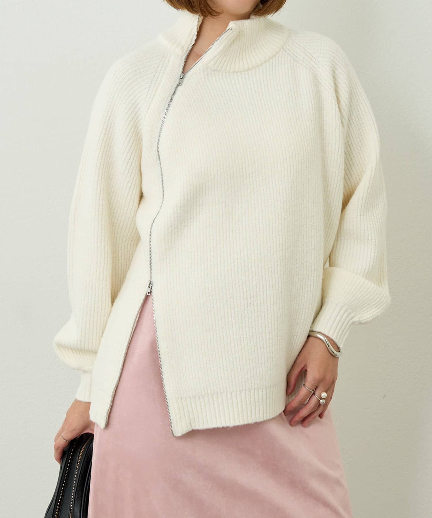 un dix cors(アンディコール) 《着るだけでお洒落見え》デザインファスナーニット