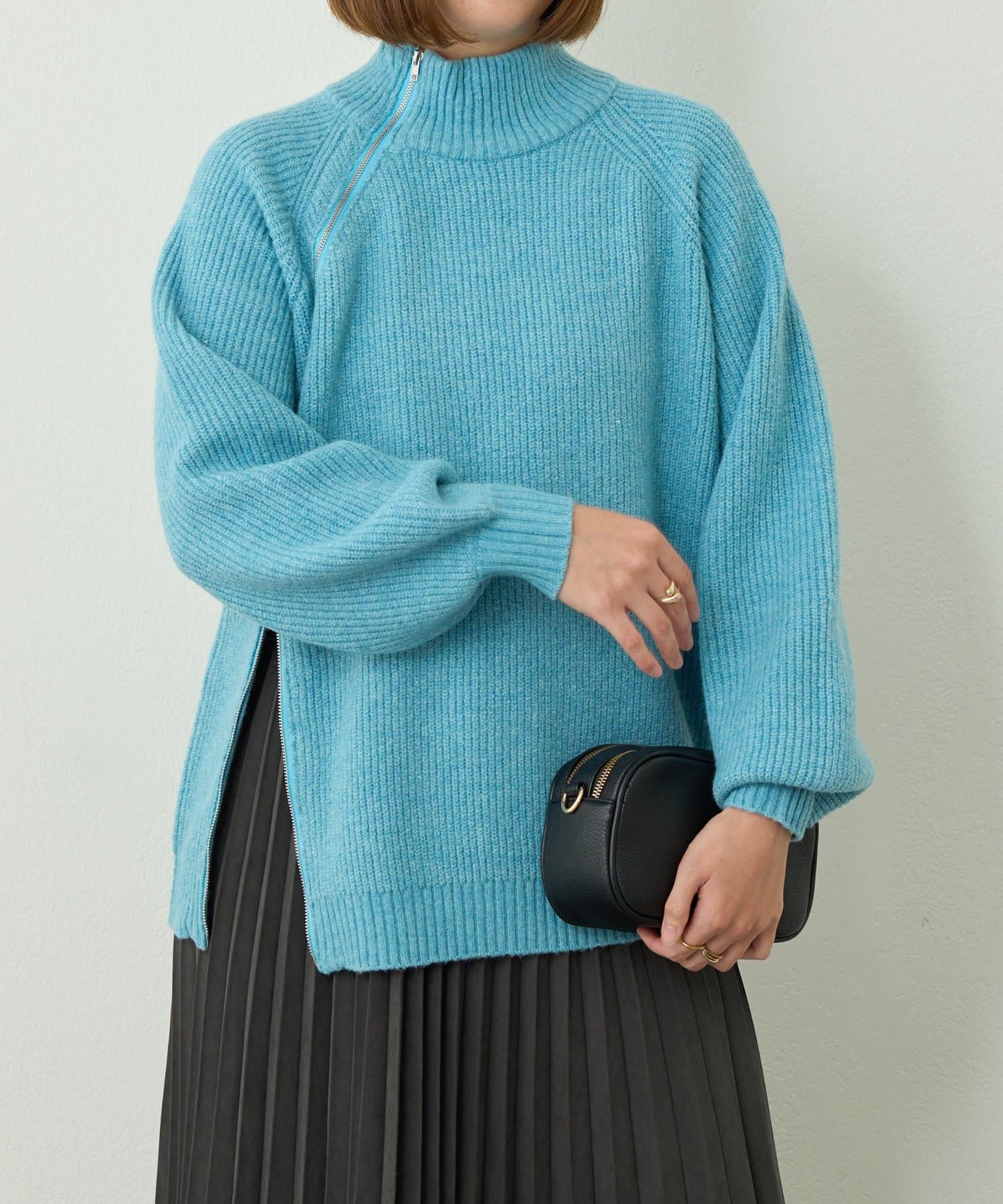 un dix cors(アンディコール) 《着るだけでお洒落見え》デザインファスナーニット