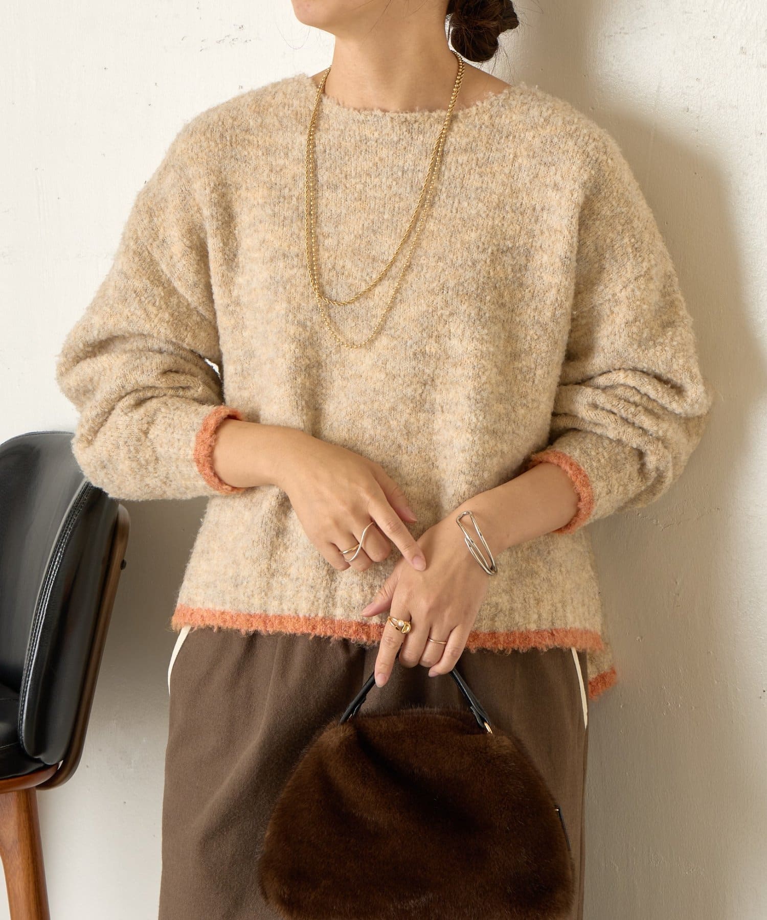 Jena　espace merveilleux(ジェナ　エスパスメルヴェイユ) バイカラークルーニット