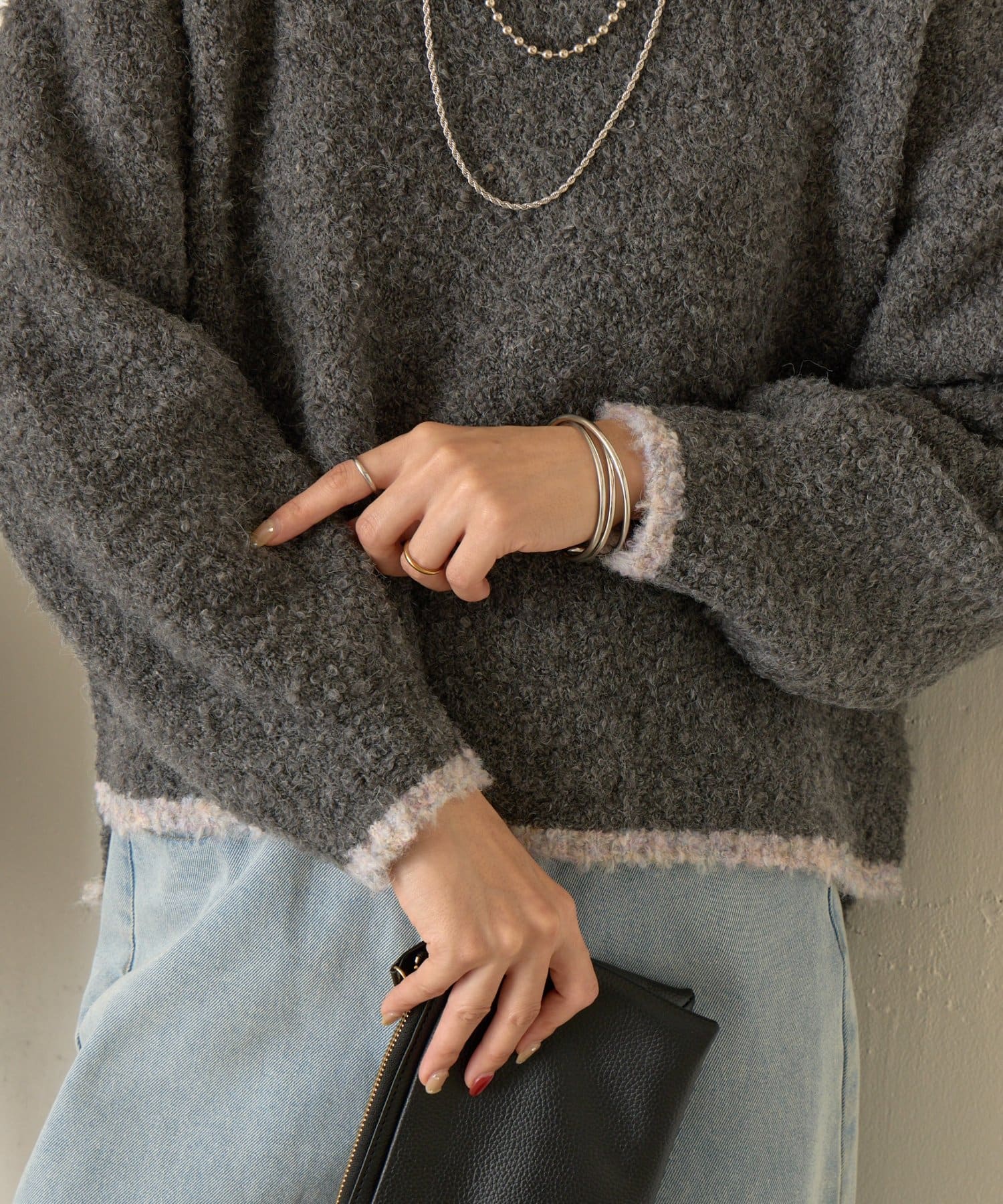 Jena　espace merveilleux(ジェナ　エスパスメルヴェイユ) バイカラークルーニット