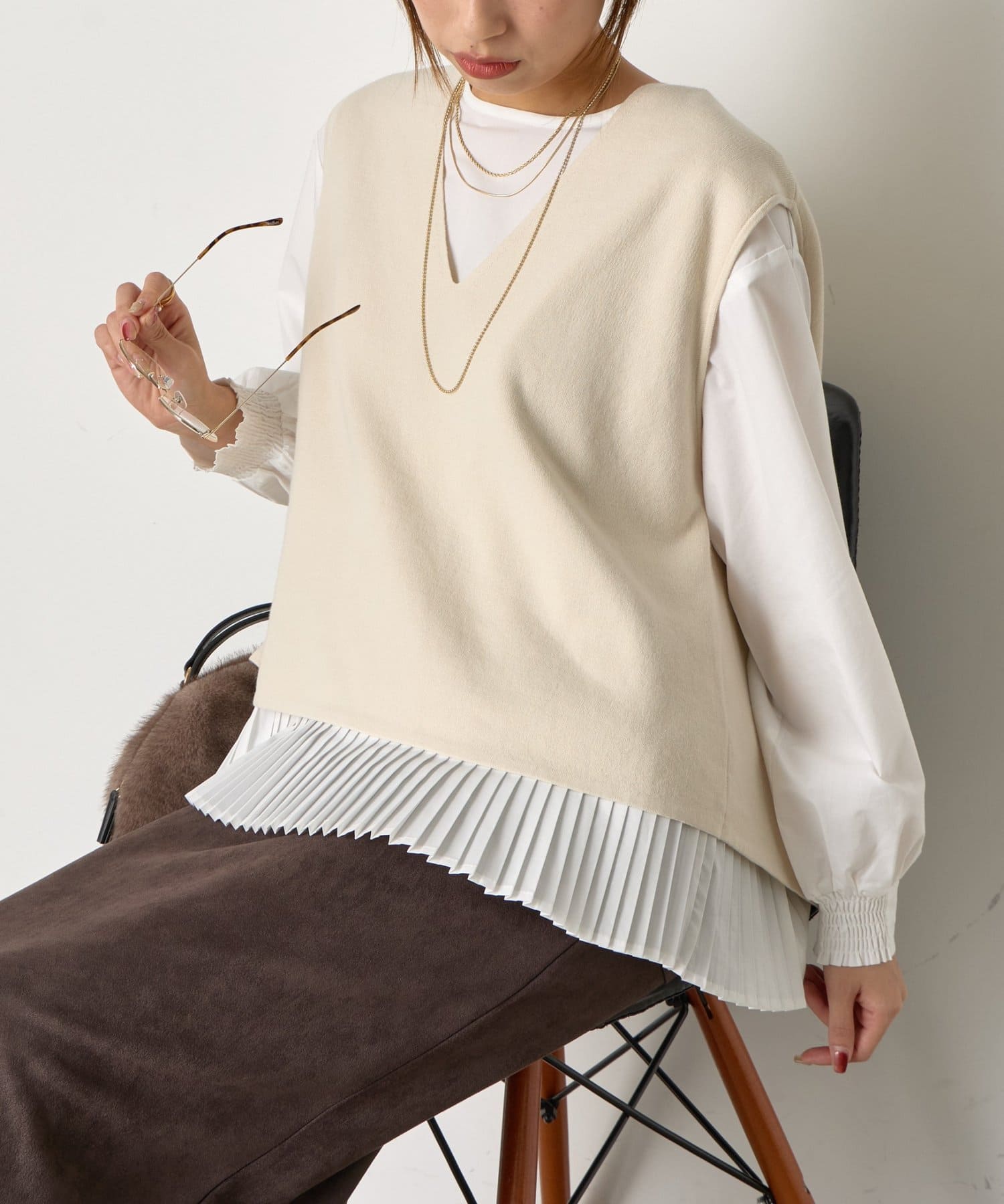 Jena　espace merveilleux(ジェナ　エスパスメルヴェイユ) ベストセットプリーツブラウス