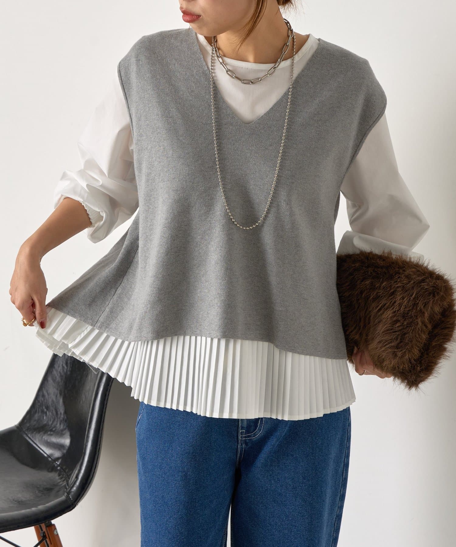 Jena　espace merveilleux(ジェナ　エスパスメルヴェイユ) ベストセットプリーツブラウス