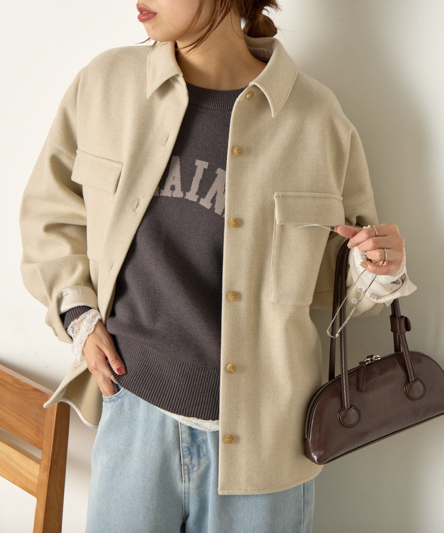 Jena　espace merveilleux(ジェナ　エスパスメルヴェイユ) ウールライクオーバージャケット