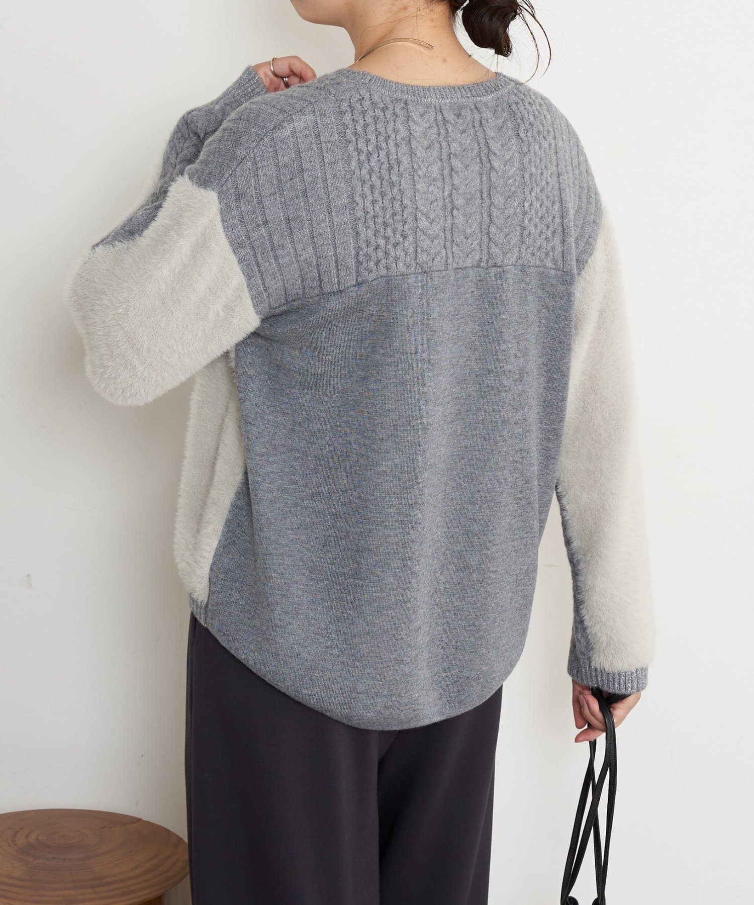 Jena　espace merveilleux(ジェナ　エスパスメルヴェイユ) ケーブルラメシャギーニット