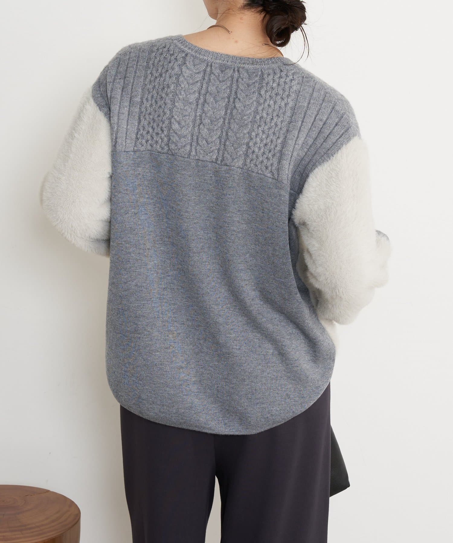 Jena　espace merveilleux(ジェナ　エスパスメルヴェイユ) ケーブルラメシャギーニット