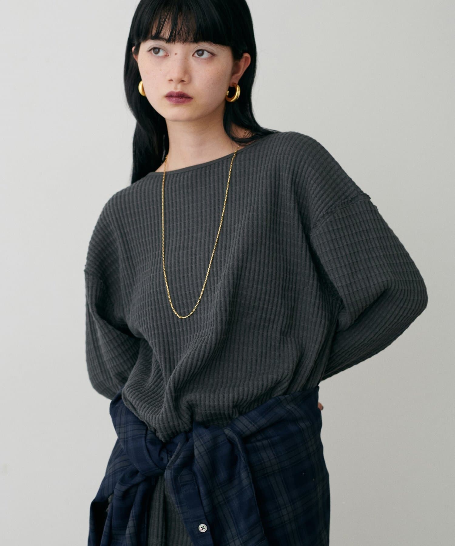LARUTA(ラルータ) 長袖ワッフルカットソーT