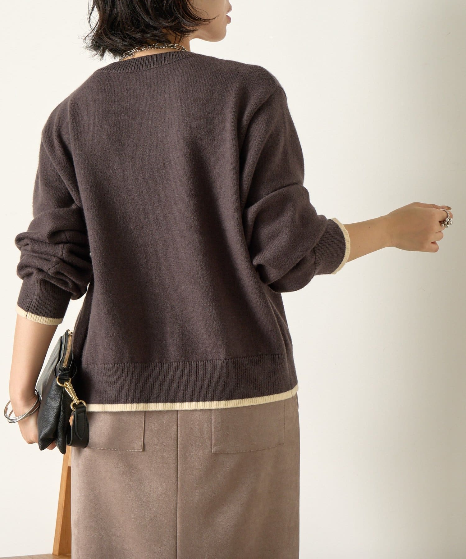 Jena　espace merveilleux(ジェナ　エスパスメルヴェイユ) リブポケット配色ニット