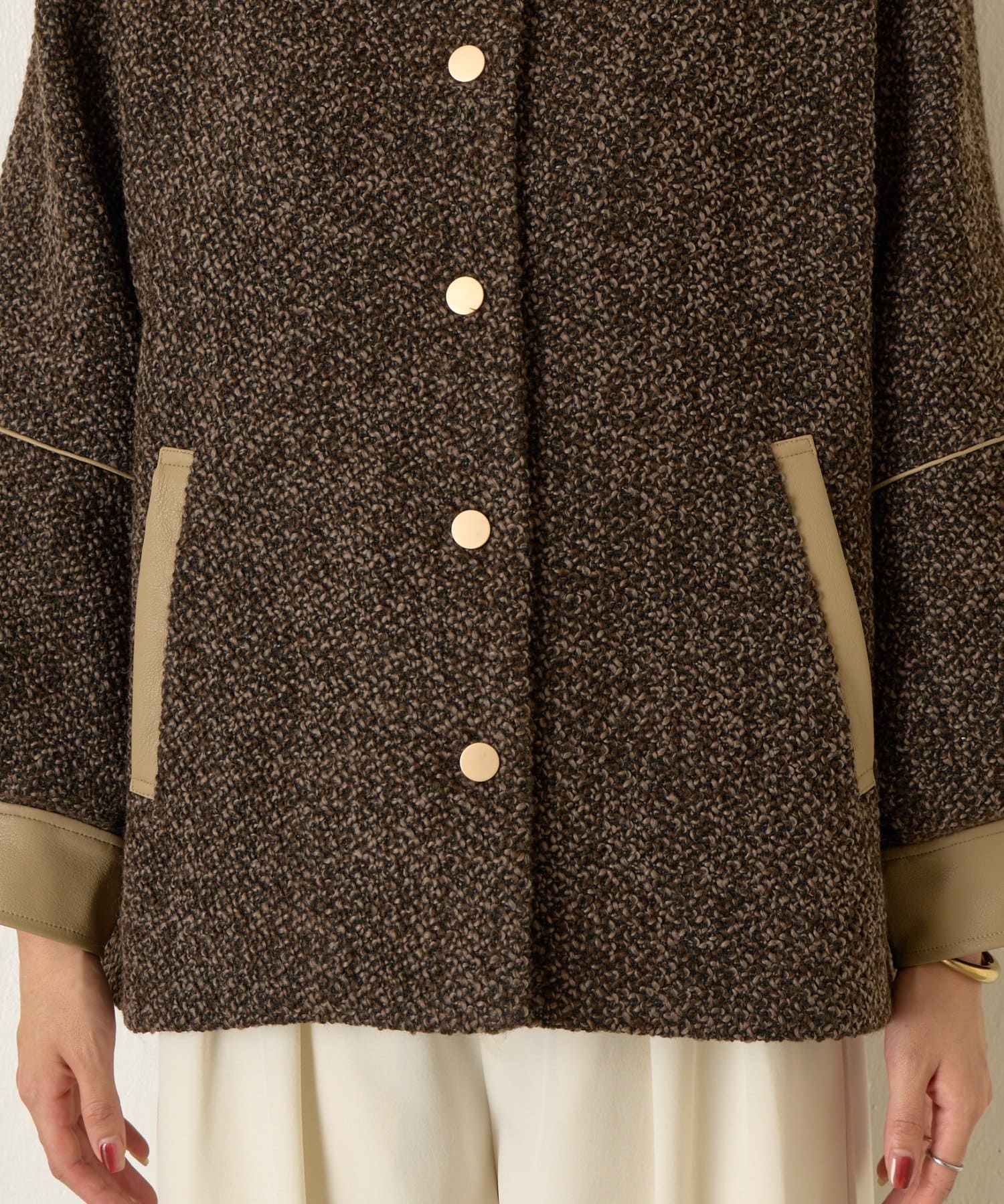 Jena　espace merveilleux(ジェナ　エスパスメルヴェイユ) フェイクレザー異素材ジャケット