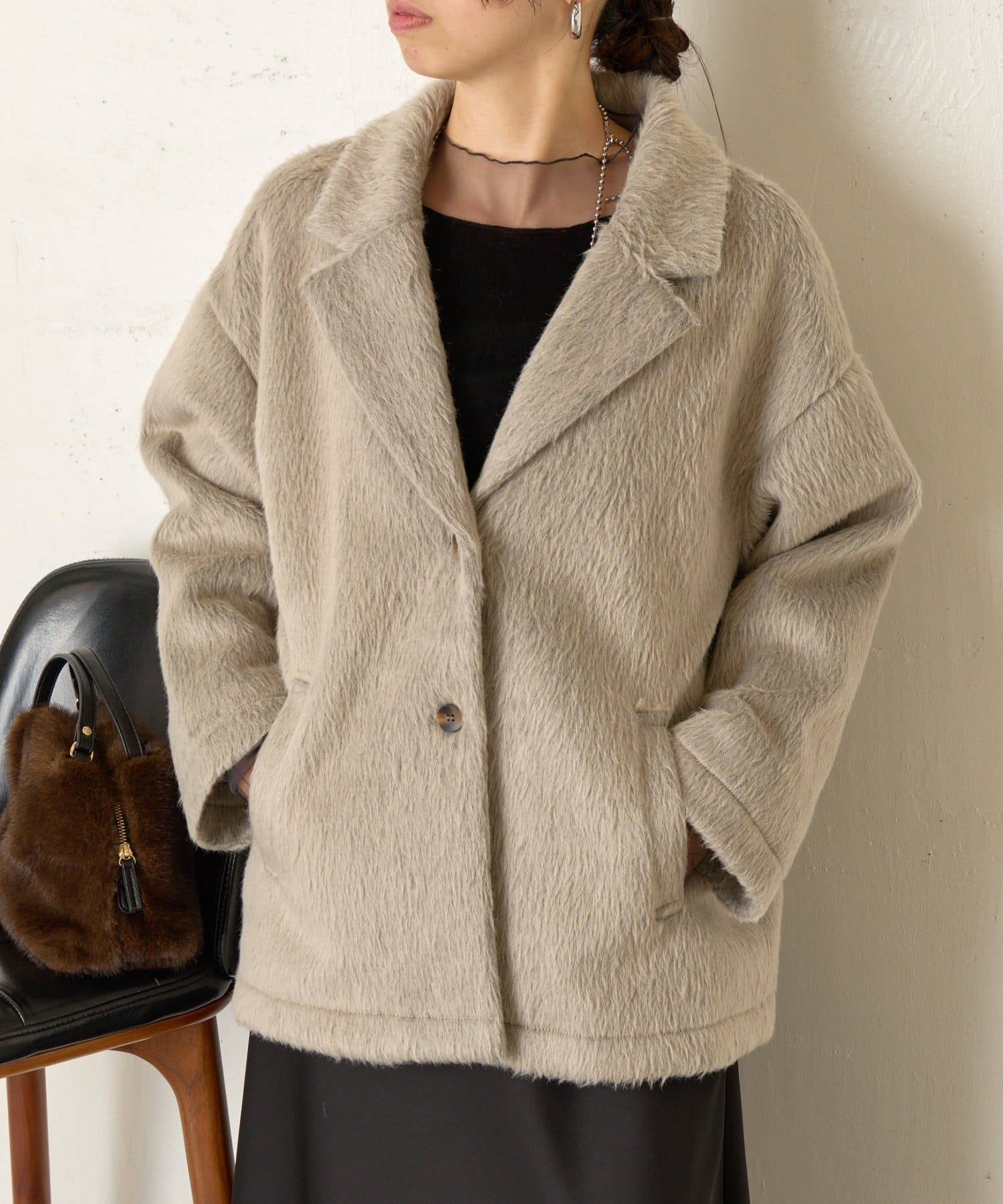 Jena　espace merveilleux(ジェナ　エスパスメルヴェイユ) テーラードシャギーコート