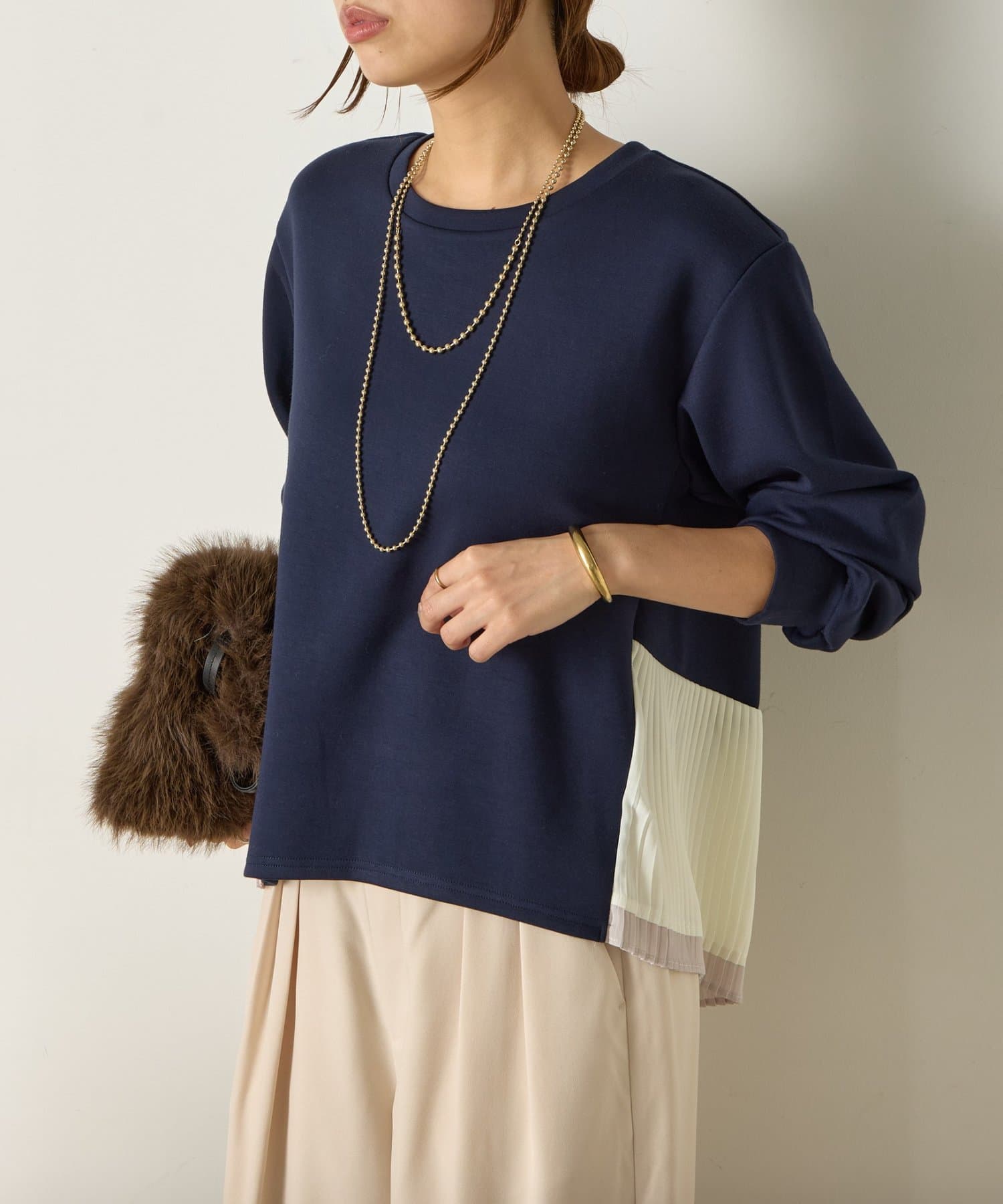 Jena　espace merveilleux(ジェナ　エスパスメルヴェイユ) 裾プリーツボンディングカットソー