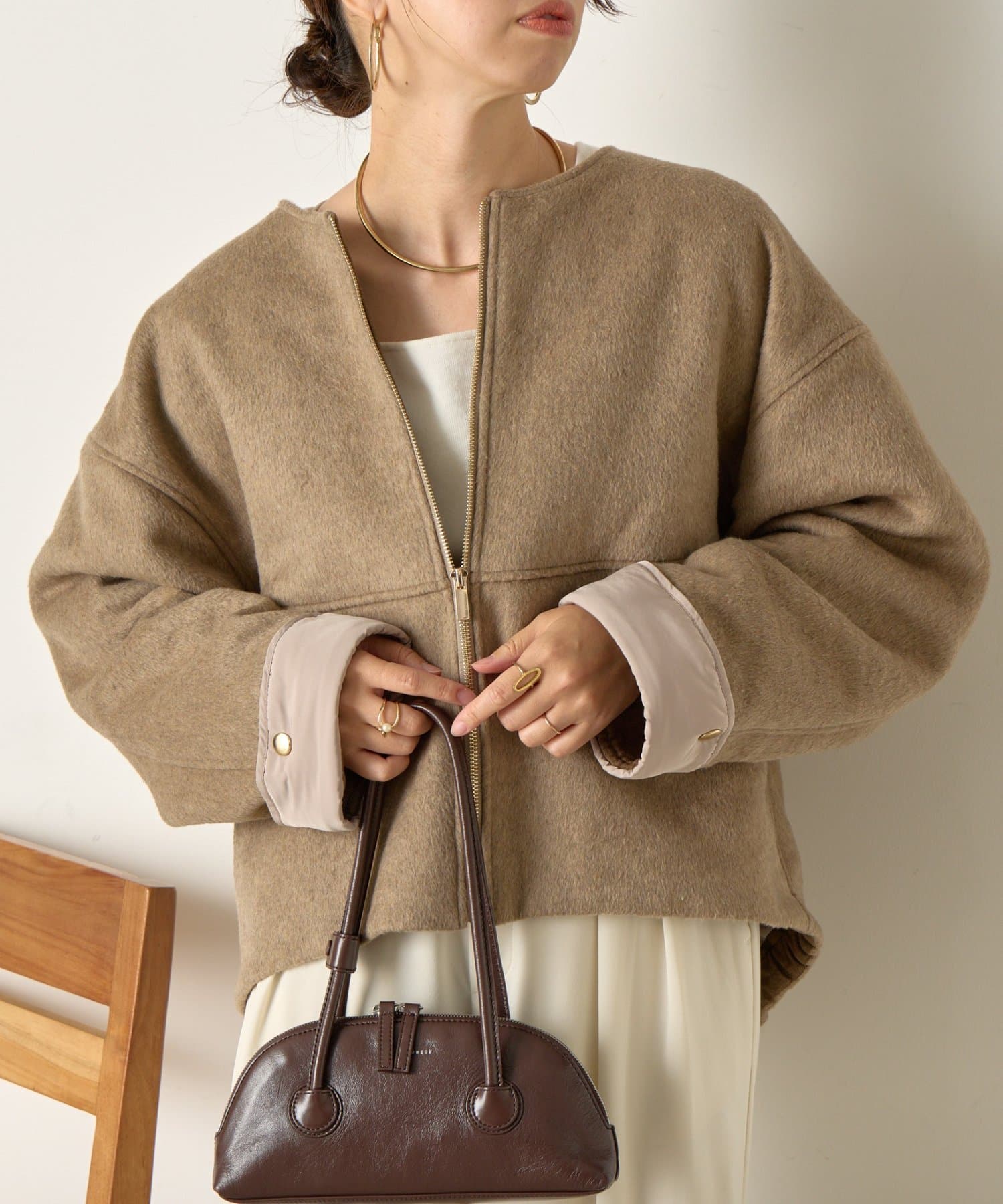 Jena　espace merveilleux(ジェナ　エスパスメルヴェイユ) 袖口切替コクーンジャケット