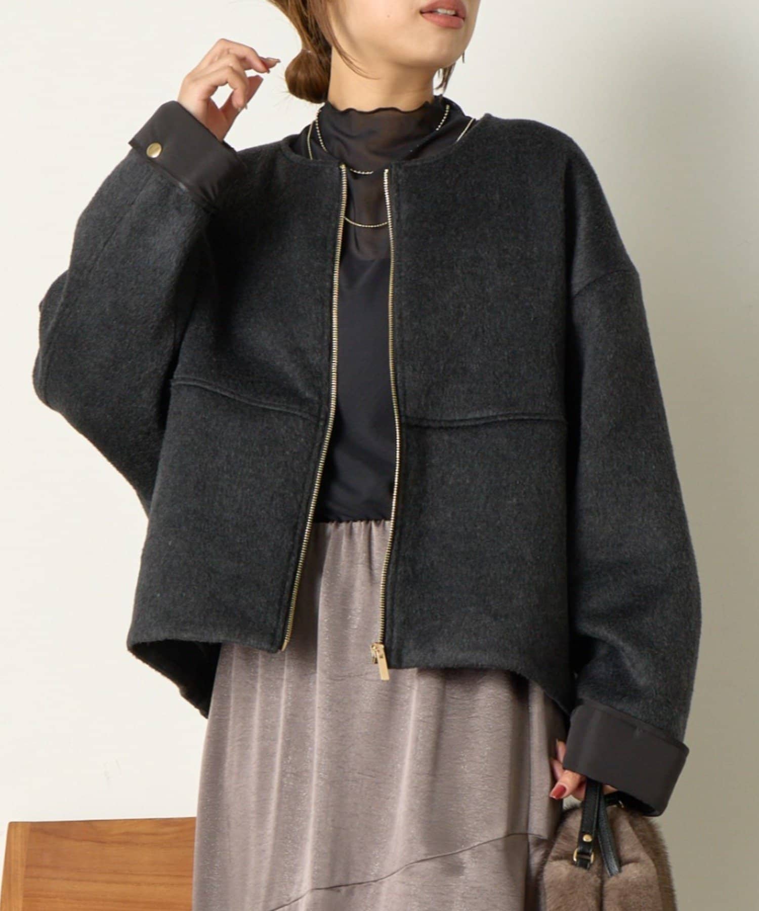 Jena　espace merveilleux(ジェナ　エスパスメルヴェイユ) 袖口切替コクーンジャケット