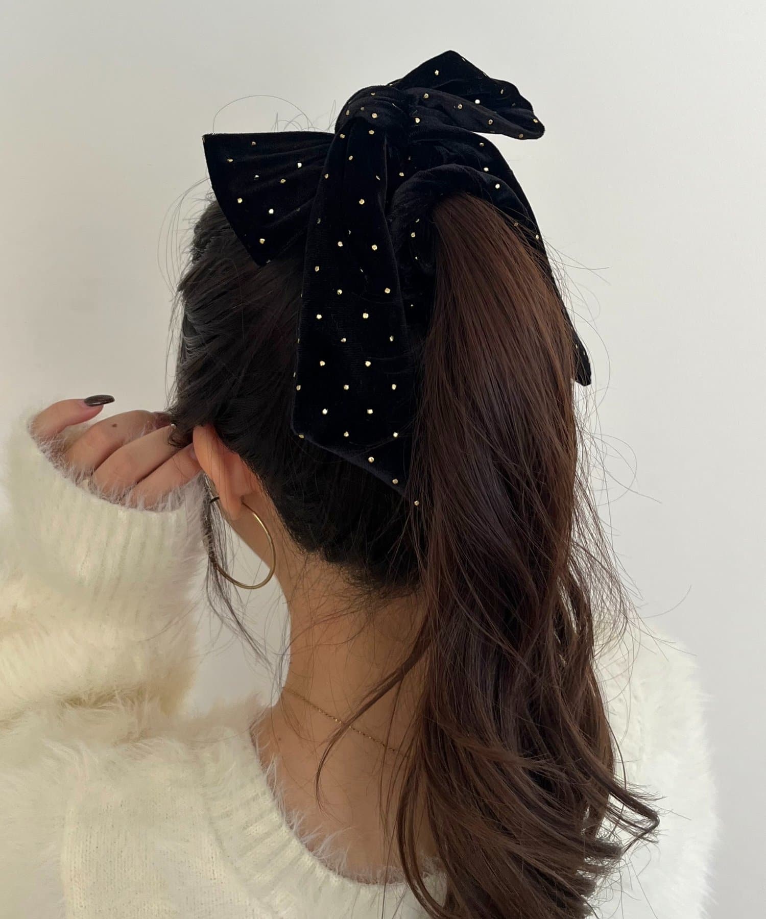 prose verse(プロズヴェール) ゴールドドットベロアリボンヘアゴム