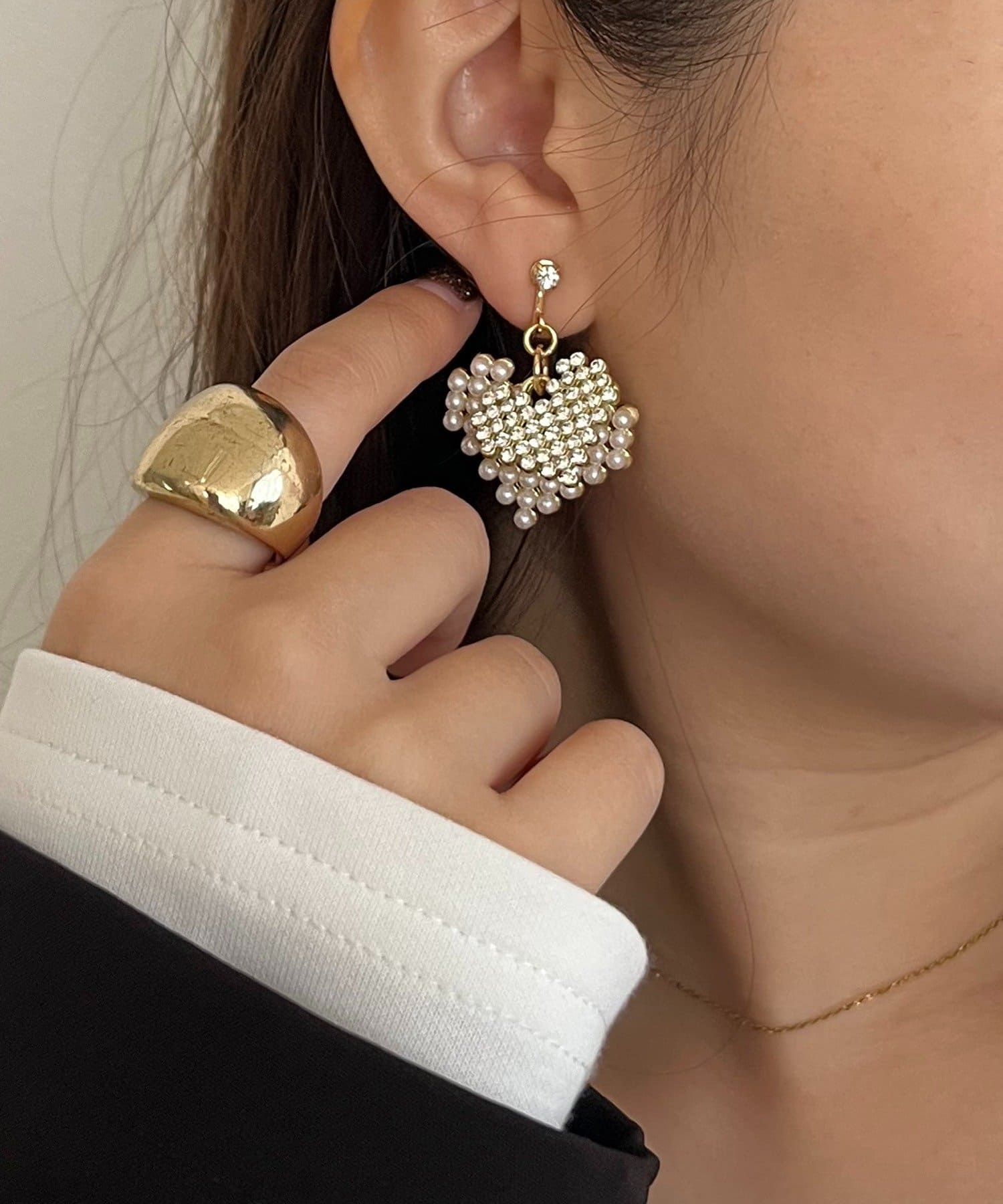 prose verse(プロズヴェール) パールビジュハートイヤリング