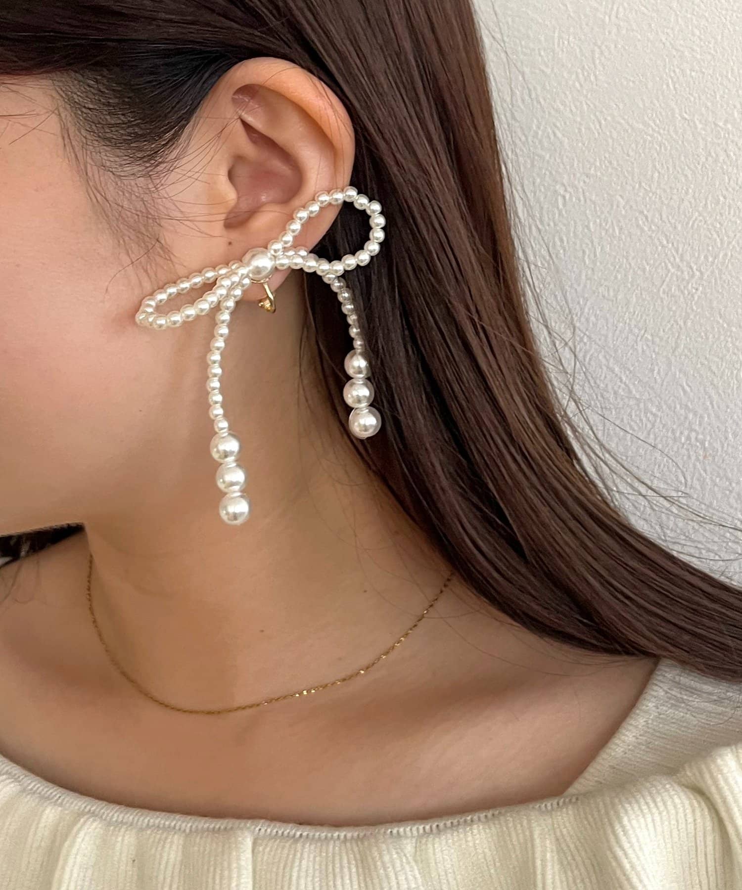 prose verse(プロズヴェール) パールリボンイヤリング