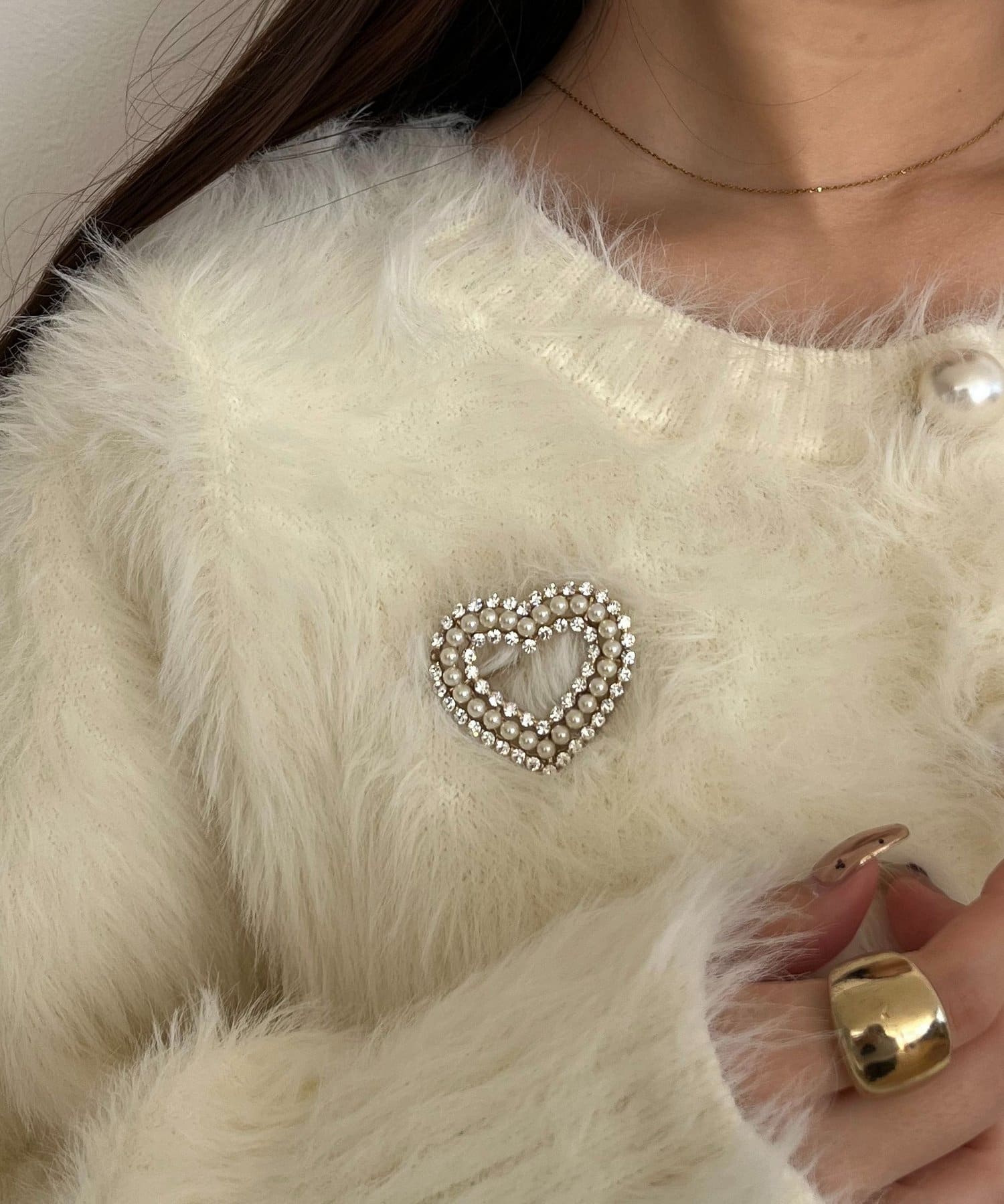 prose verse(プロズヴェール) パールビジューハートブローチ