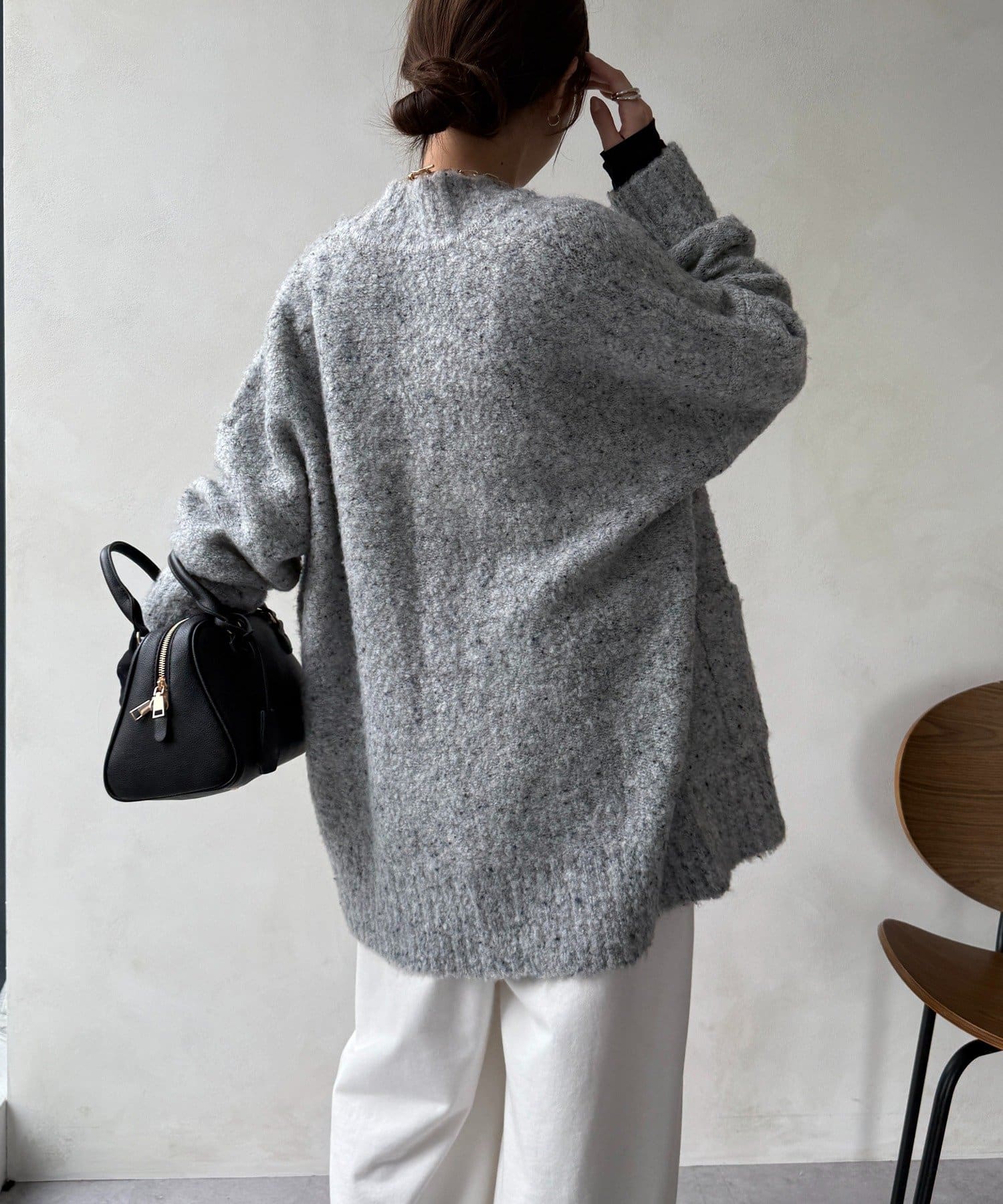 DOUDOU(ドゥドゥ) ウォッシャブルカラーネップカーディガン