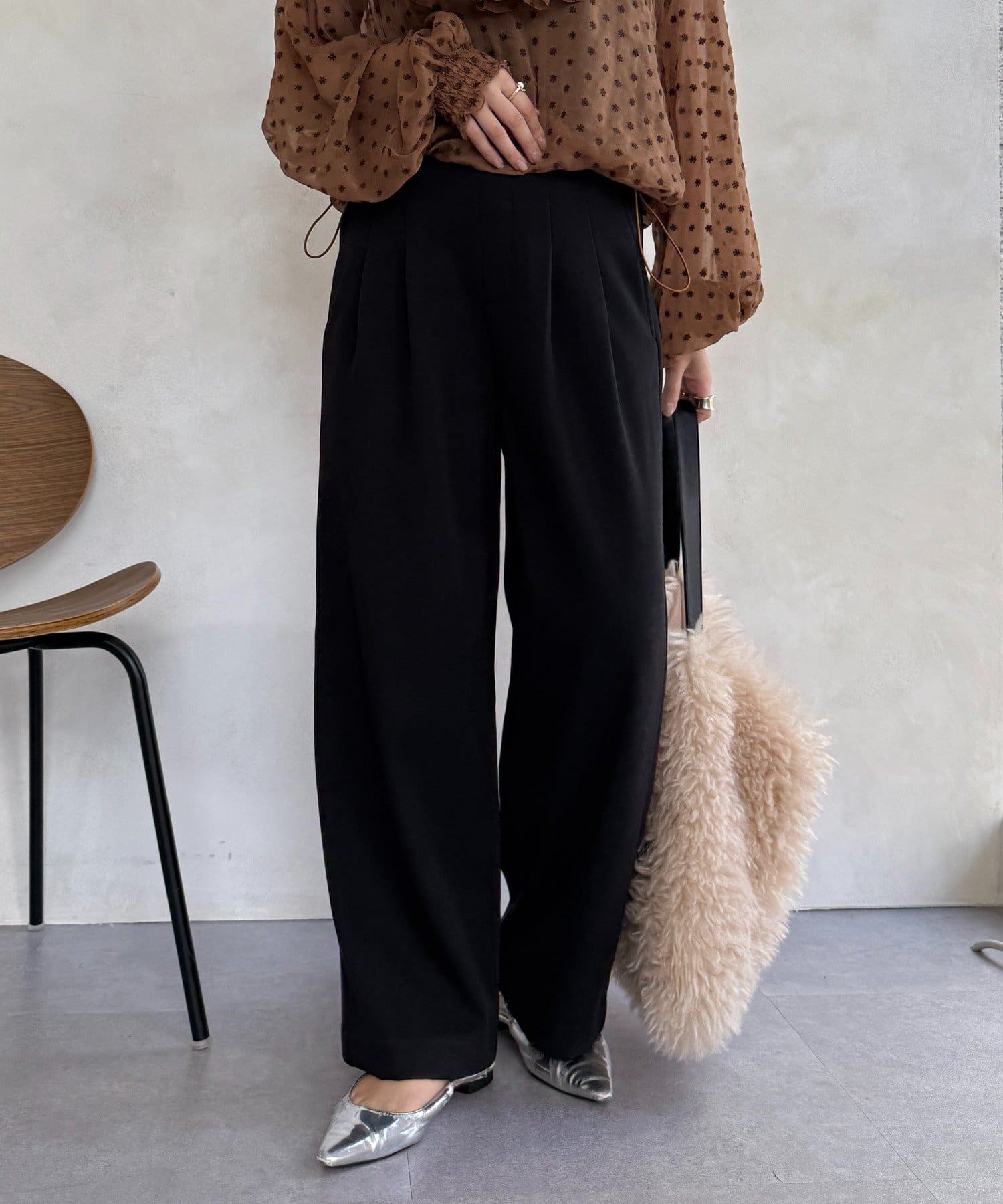 DOUDOU(ドゥドゥ) 裏起毛ボンディングパンツ