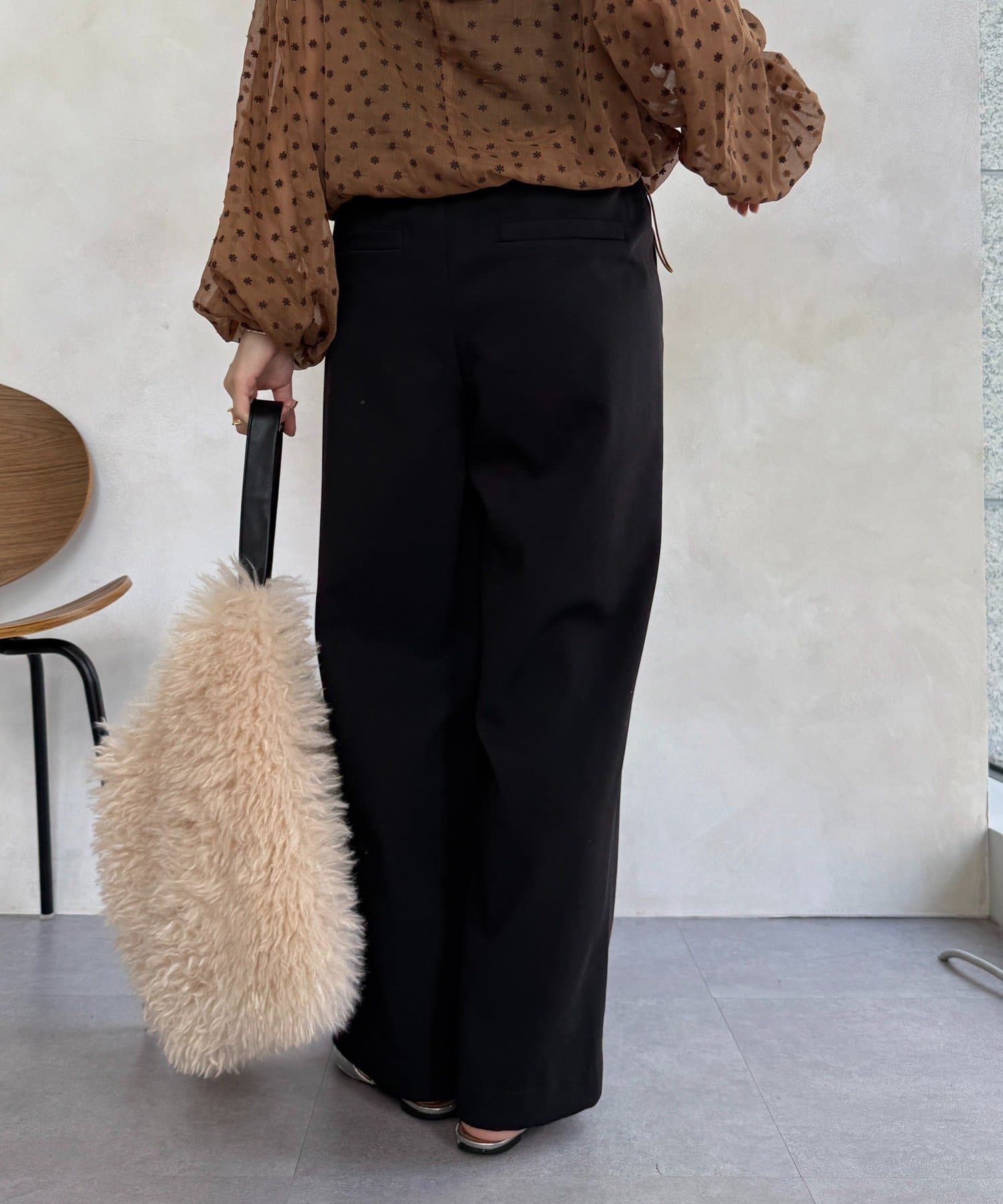 DOUDOU(ドゥドゥ) 裏起毛ボンディングパンツ