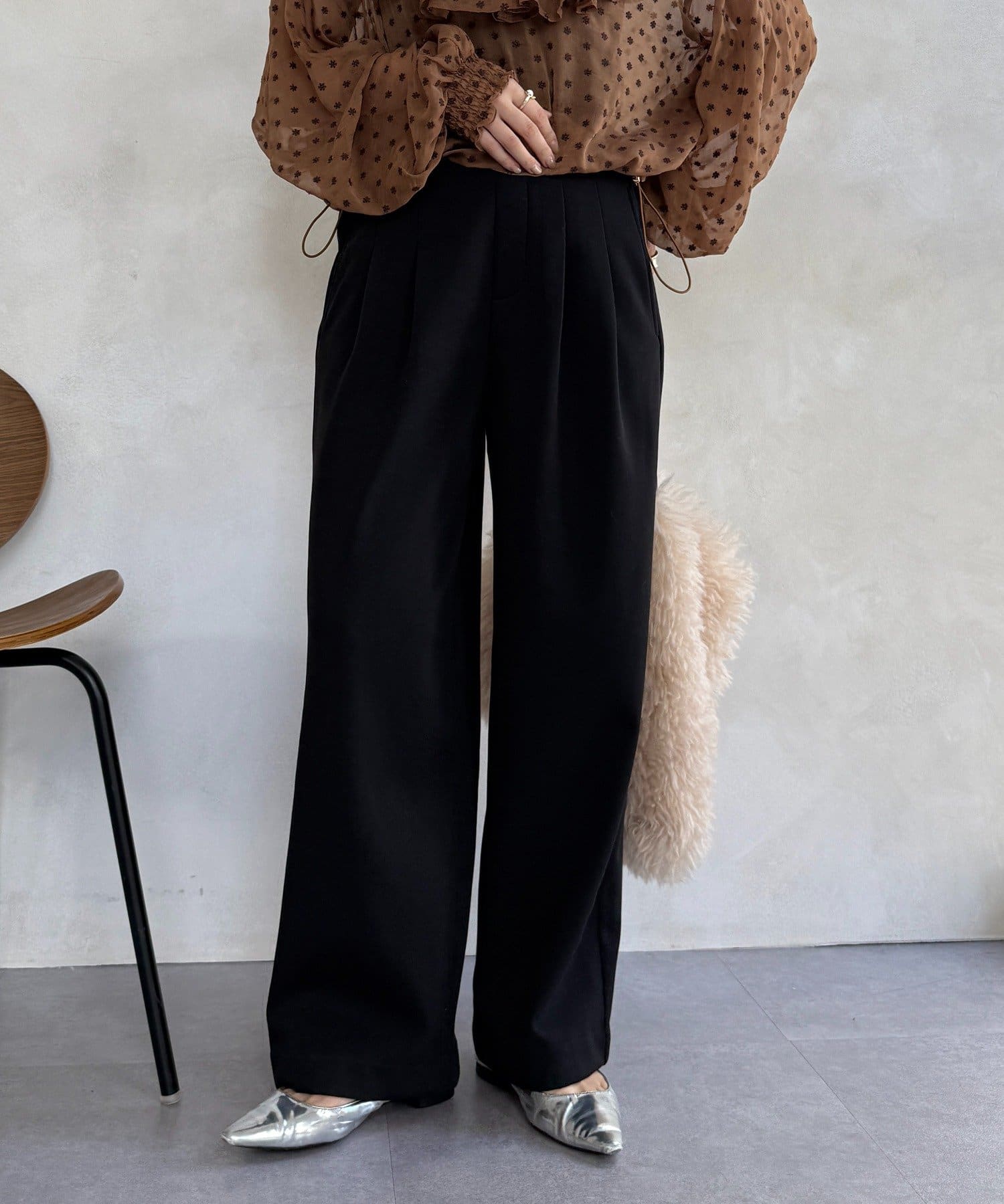 DOUDOU(ドゥドゥ) 裏起毛ボンディングパンツ