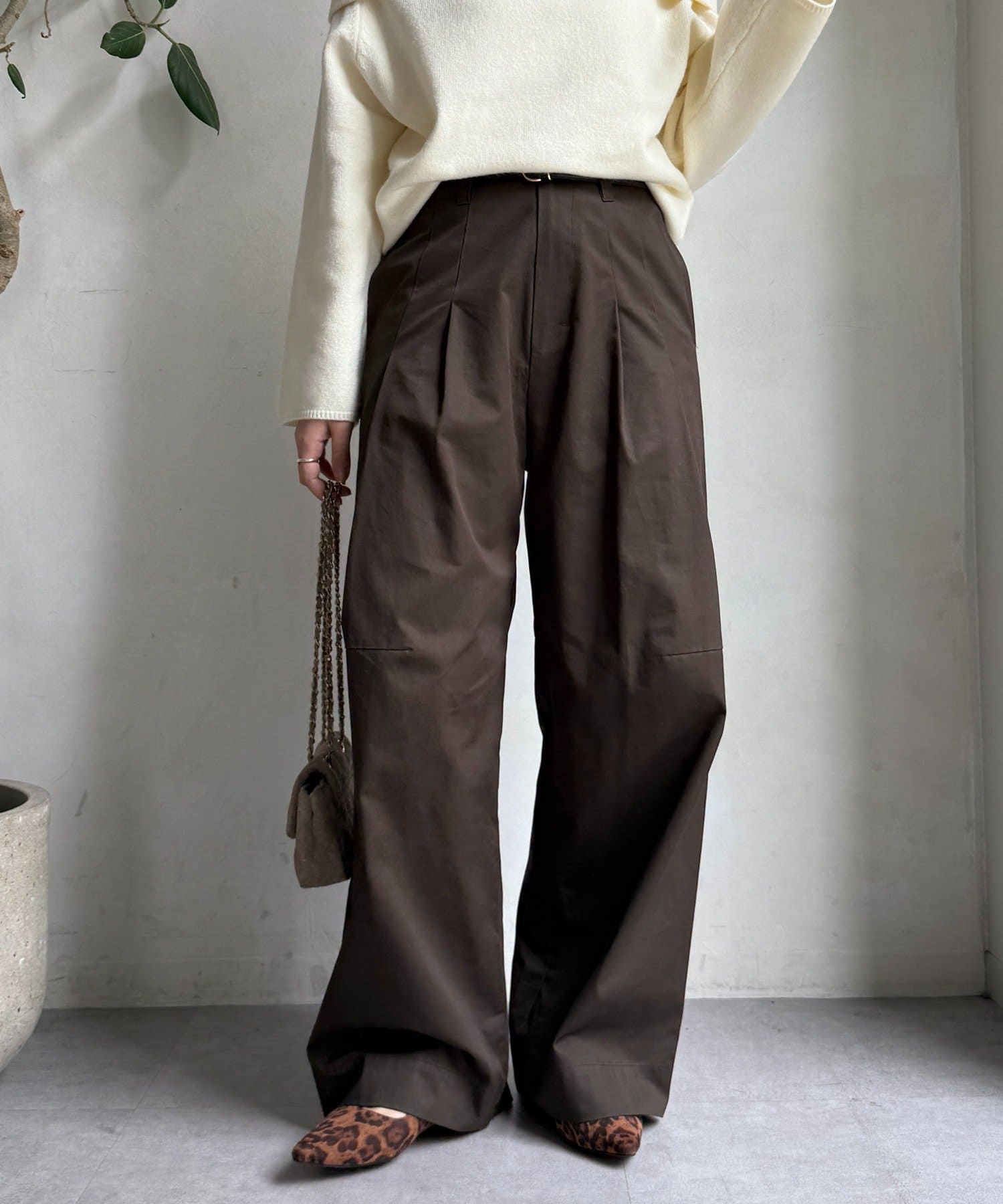 DOUDOU(ドゥドゥ) ツイルワイドカーブパンツ