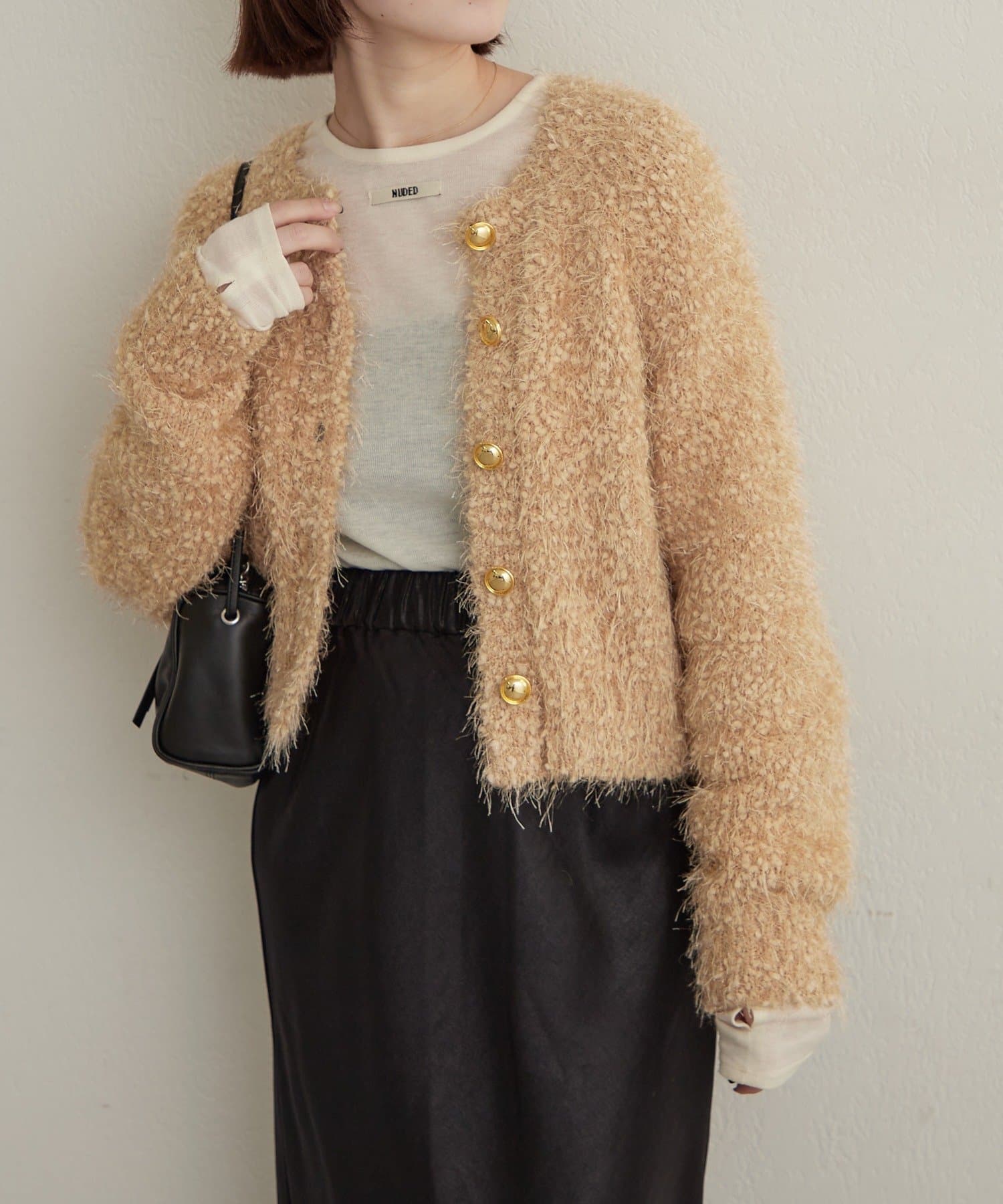 Omekashi(オメカシ) ラメモールニットカーディガン