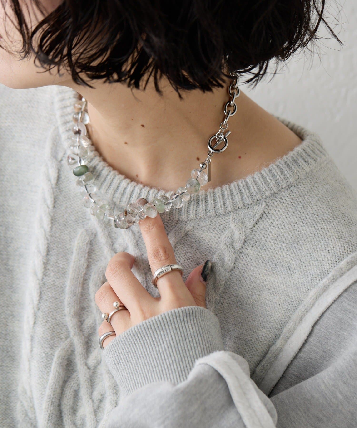 ear PAPILLONNER(イア パピヨネ) 【beq Pettina(ベック ペティーナ)】ガーデンクォーツ×チェーンネックレス
