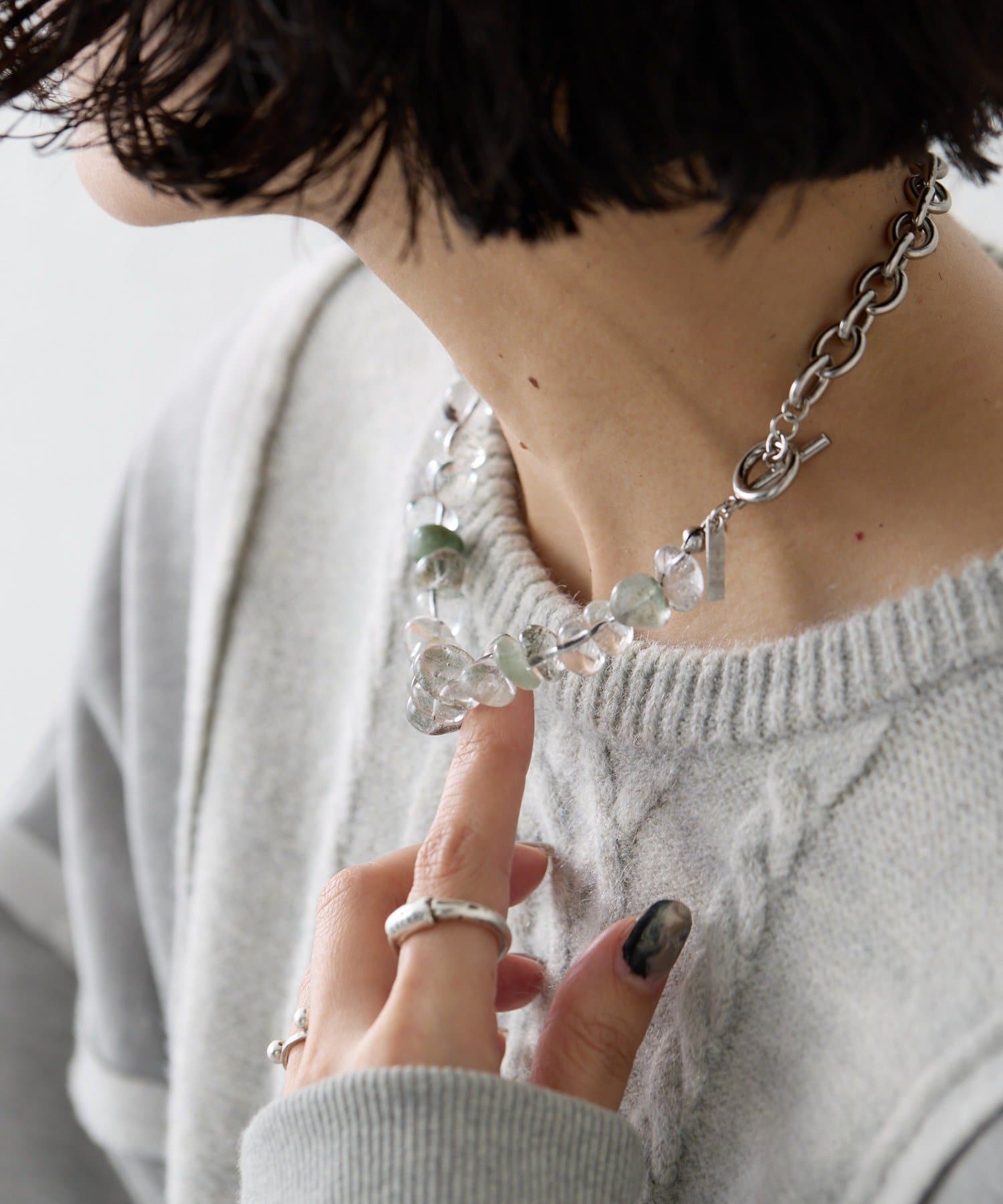 ear PAPILLONNER(イア パピヨネ) 【beq Pettina(ベック ペティーナ)】ガーデンクォーツ×チェーンネックレス
