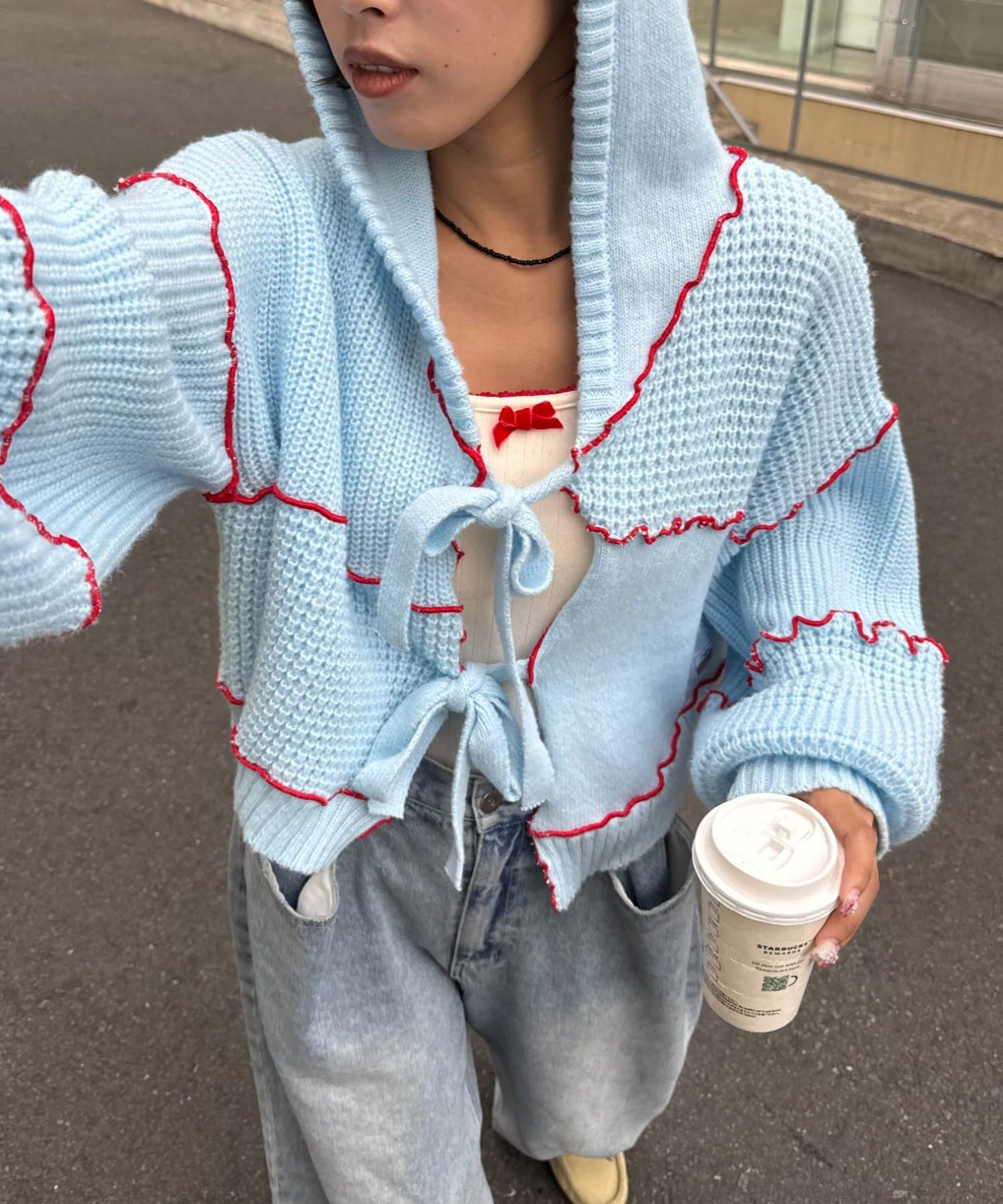 CIAOPANIC TYPY(チャオパニックティピー) ★【HELLO.SANFRANCISCO/ハローサンフランシスコ】配色メローパッチワークフーディーカーデ