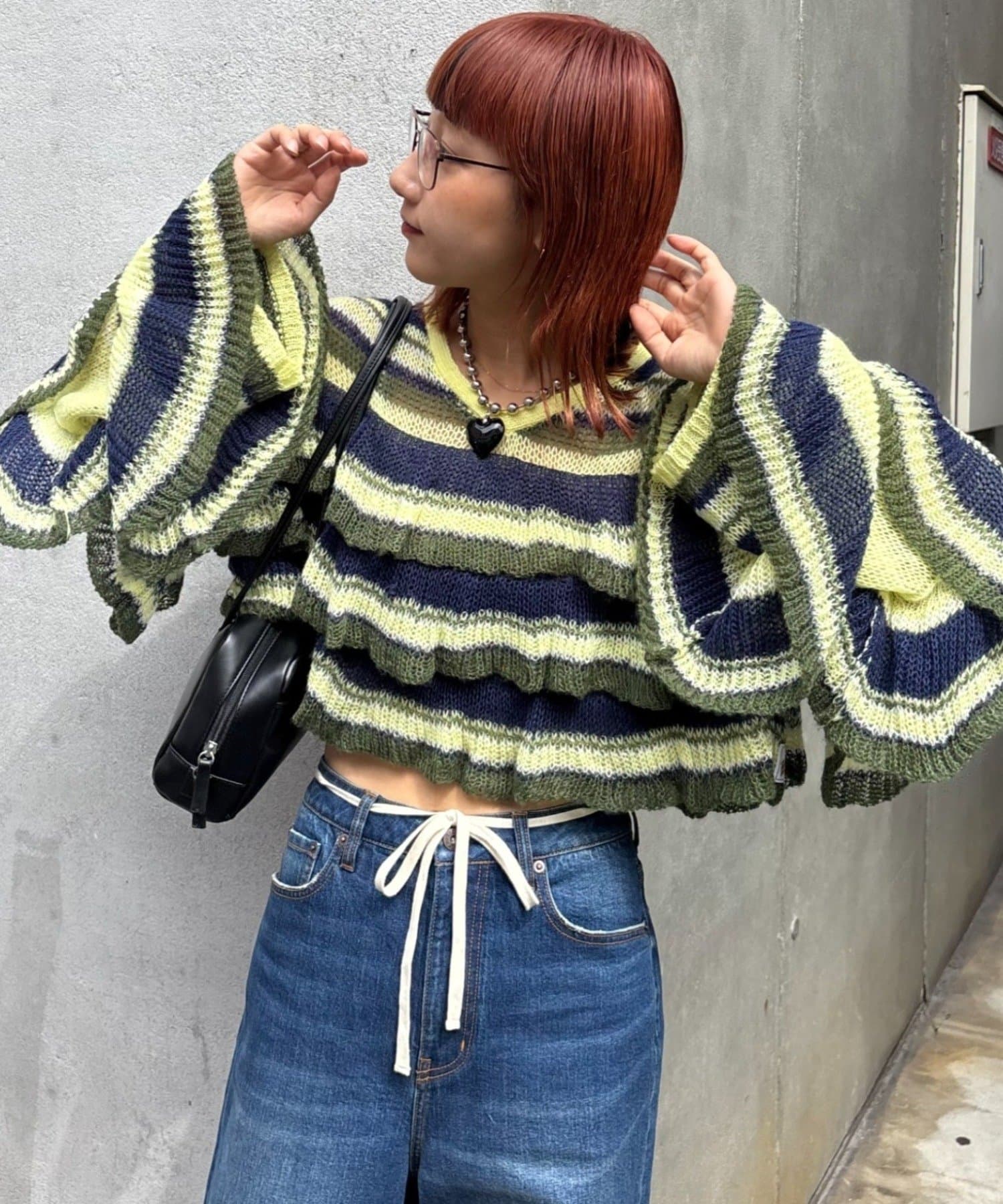 CIAOPANIC TYPY(チャオパニックティピー) ★【HELLO.SANFRANCISCO/ハローサンフランシスコ】マルチボーダーシアーフリルニット