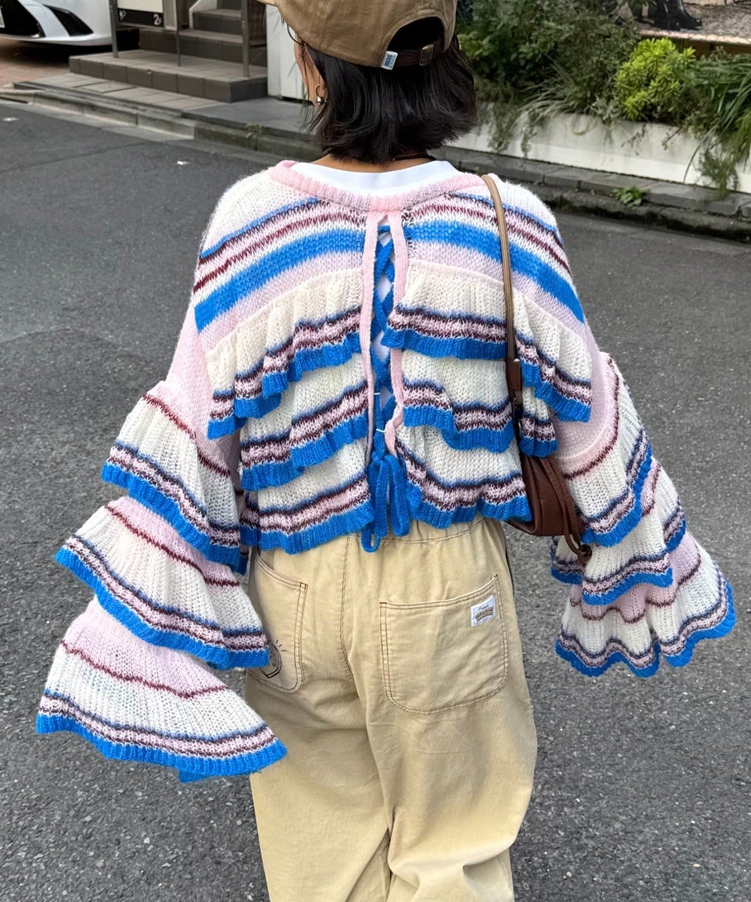 CIAOPANIC TYPY(チャオパニックティピー) ★【HELLO.SANFRANCISCO/ハローサンフランシスコ】マルチボーダーシアーフリルニット