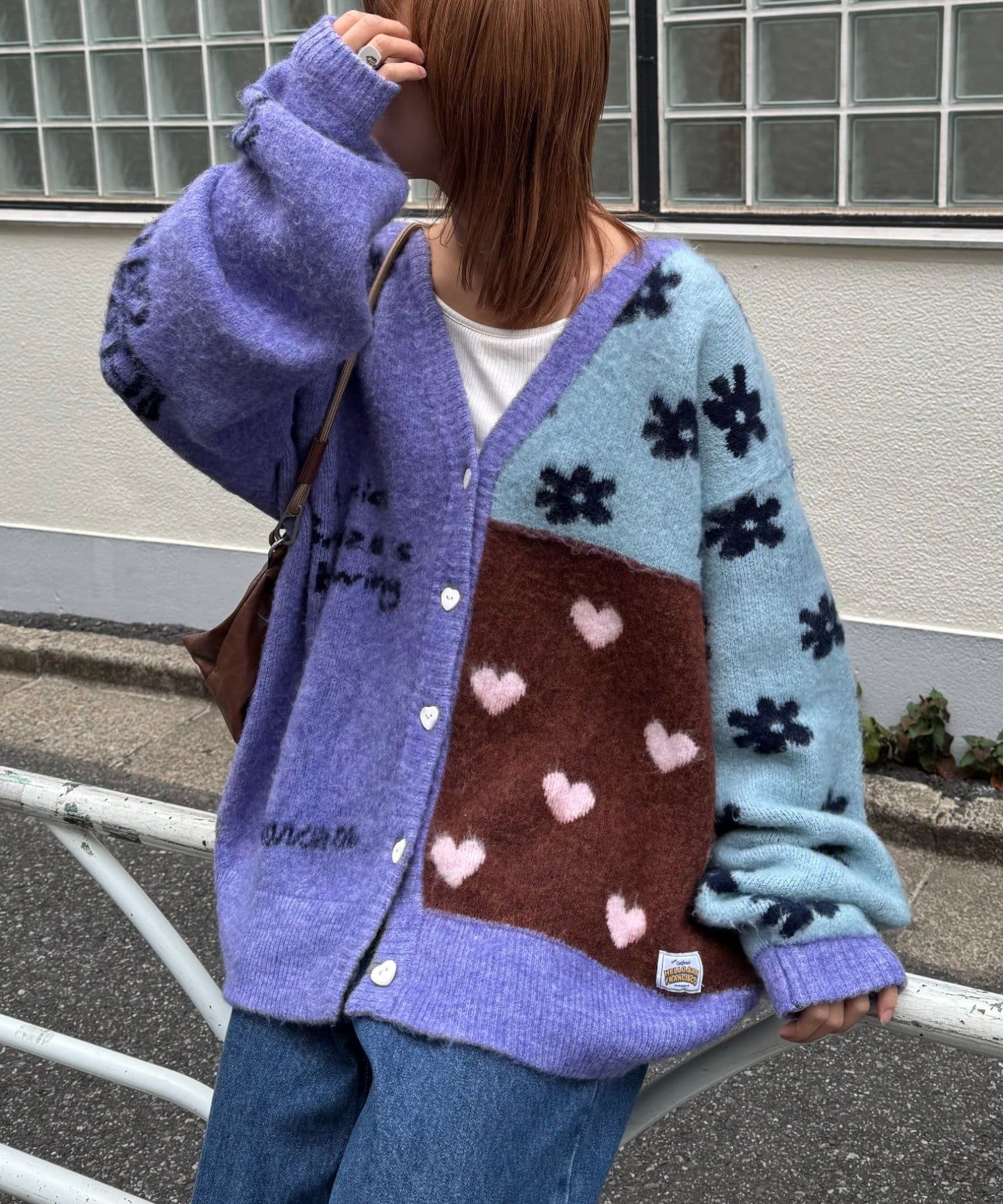 CIAOPANIC TYPY(チャオパニックティピー) ★【HELLO.SANFRANCISCO/ハローサンフランシスコ】ジャガードッドッキングハート釦カーデ