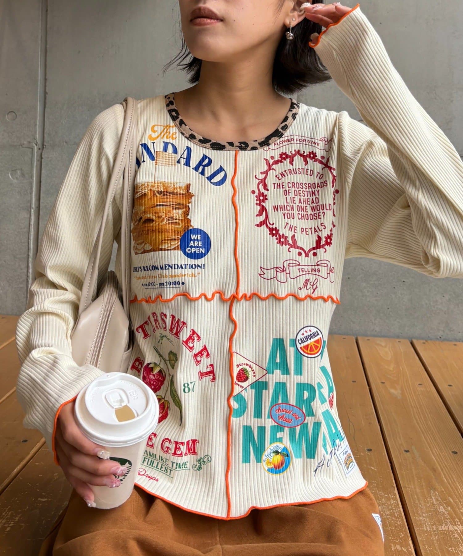 CIAOPANIC TYPY(チャオパニックティピー) ★【HELLO.SANFRANCISCO/ハローサンフランシスコ】パッチワークプリントトップス