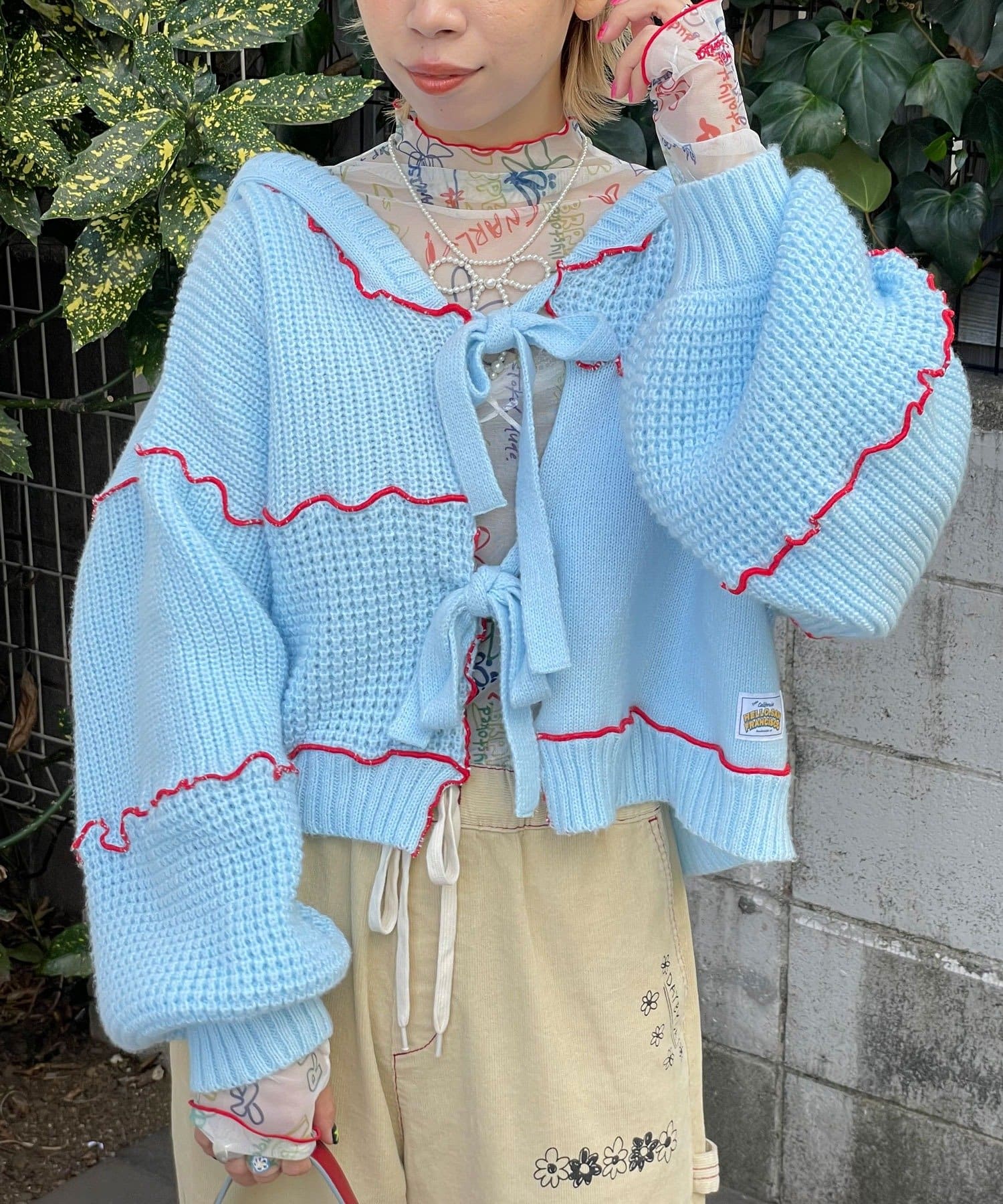 CIAOPANIC(チャオパニック) ★【HELLO.SANFRANCISCO/ハローサンフランシスコ】配色メローパッチワークフーディーカーデ