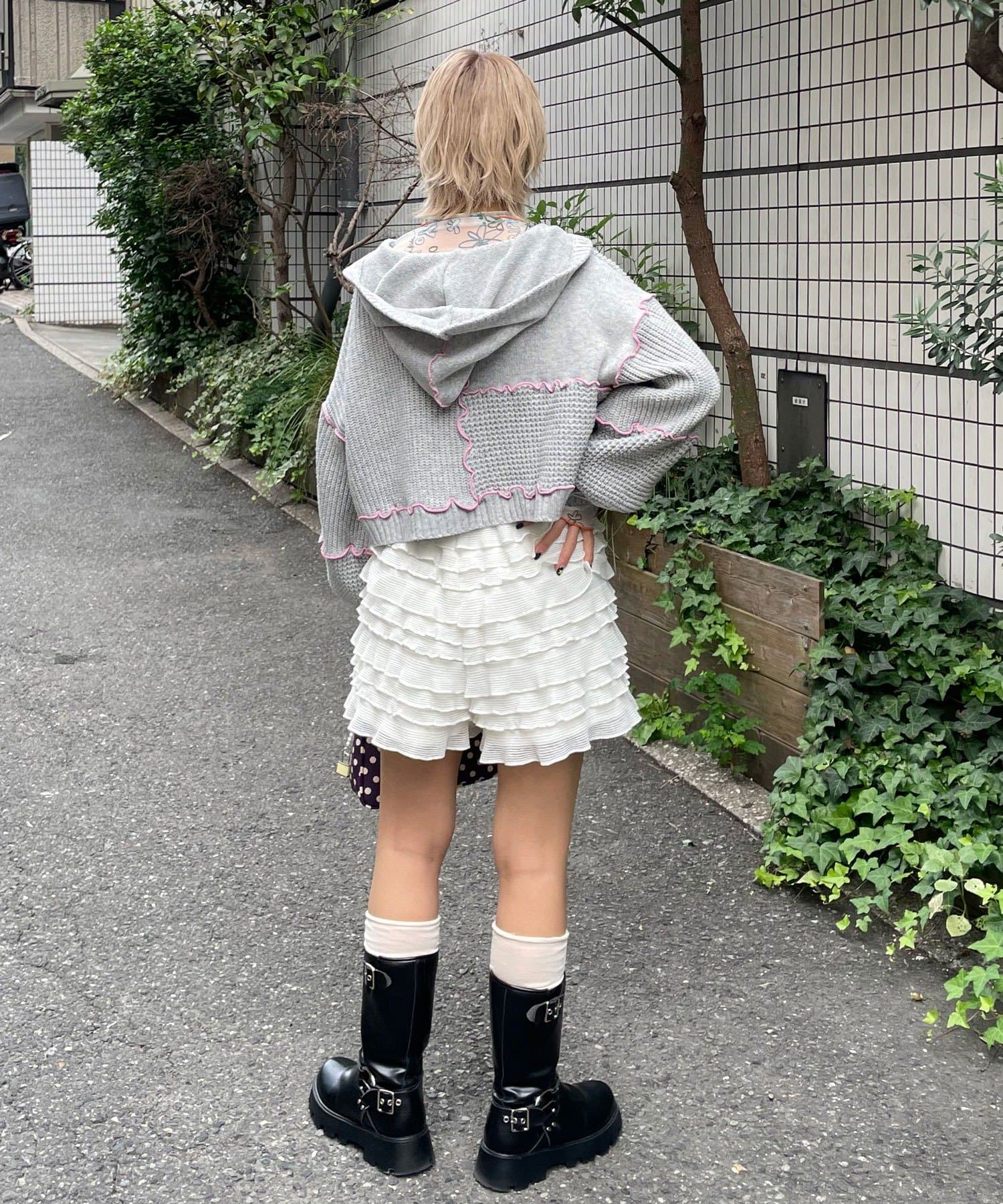 CIAOPANIC(チャオパニック) ★【HELLO.SANFRANCISCO/ハローサンフランシスコ】配色メローパッチワークフーディーカーデ