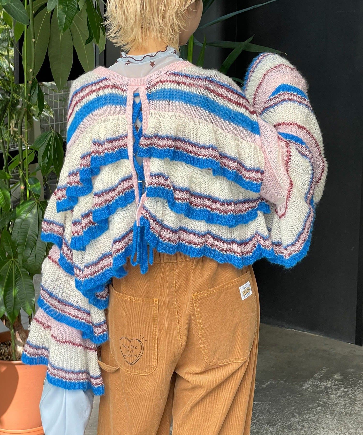 CIAOPANIC(チャオパニック) ★【HELLO.SANFRANCISCO/ハローサンフランシスコ】マルチボーダーシアーフリルニット