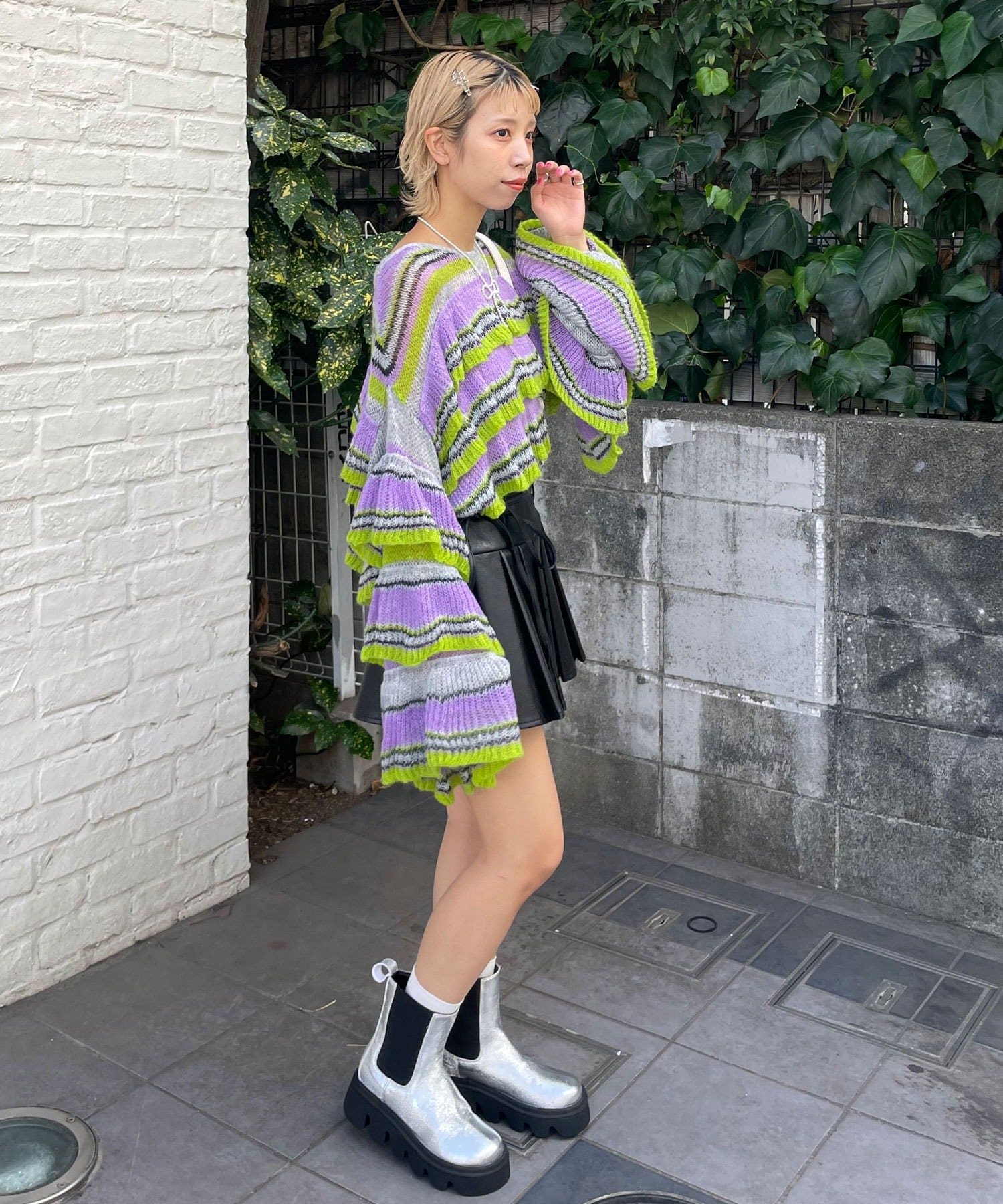 CIAOPANIC(チャオパニック) ★【HELLO.SANFRANCISCO/ハローサンフランシスコ】マルチボーダーシアーフリルニット