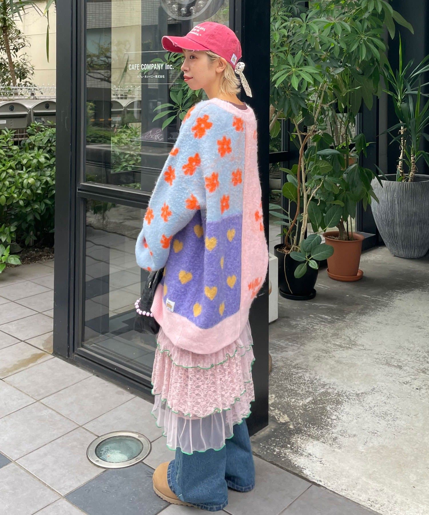 CIAOPANIC(チャオパニック) ★【HELLO.SANFRANCISCO/ハローサンフランシスコ】ジャガードドッキングハート釦カーデ