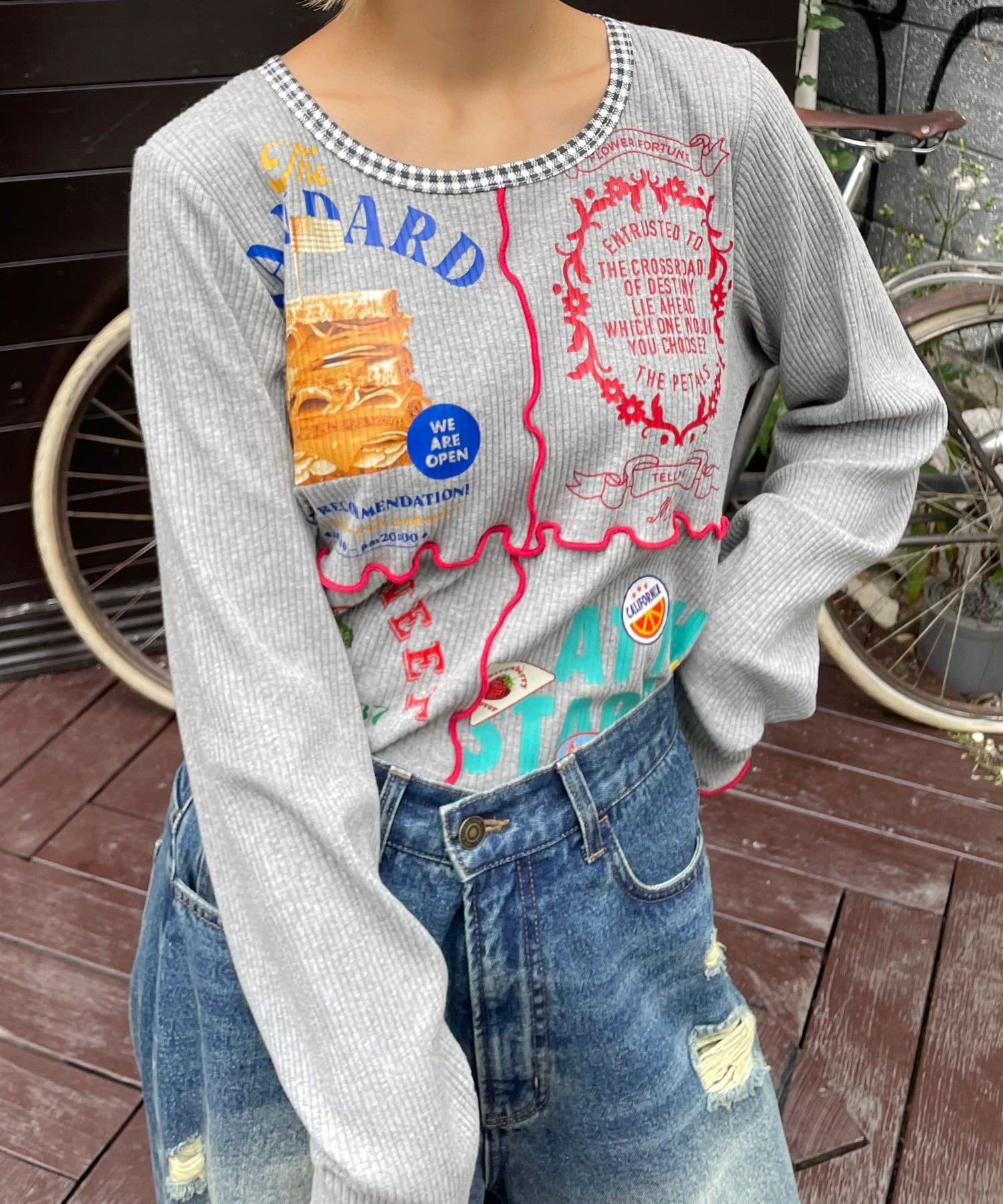 CIAOPANIC(チャオパニック) ★【HELLO.SANFRANCISCO/ハローサンフランシスコ】パッチワークプリントトップス