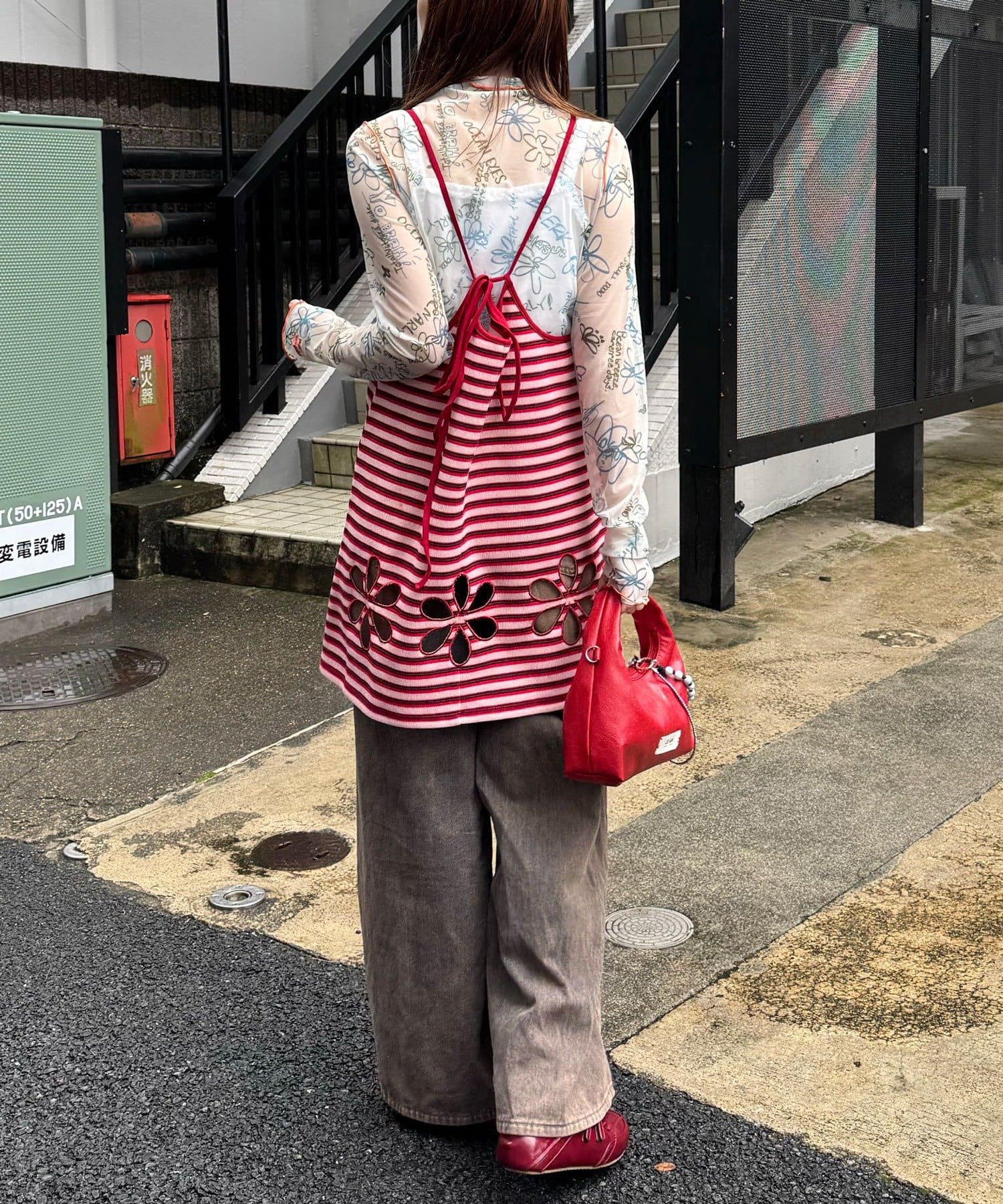 CIAOPANIC(チャオパニック) 【HELLO.SANFRANCISCO/ハローサンフランシスコ】ボーダーフラワーカットキャミチュニック